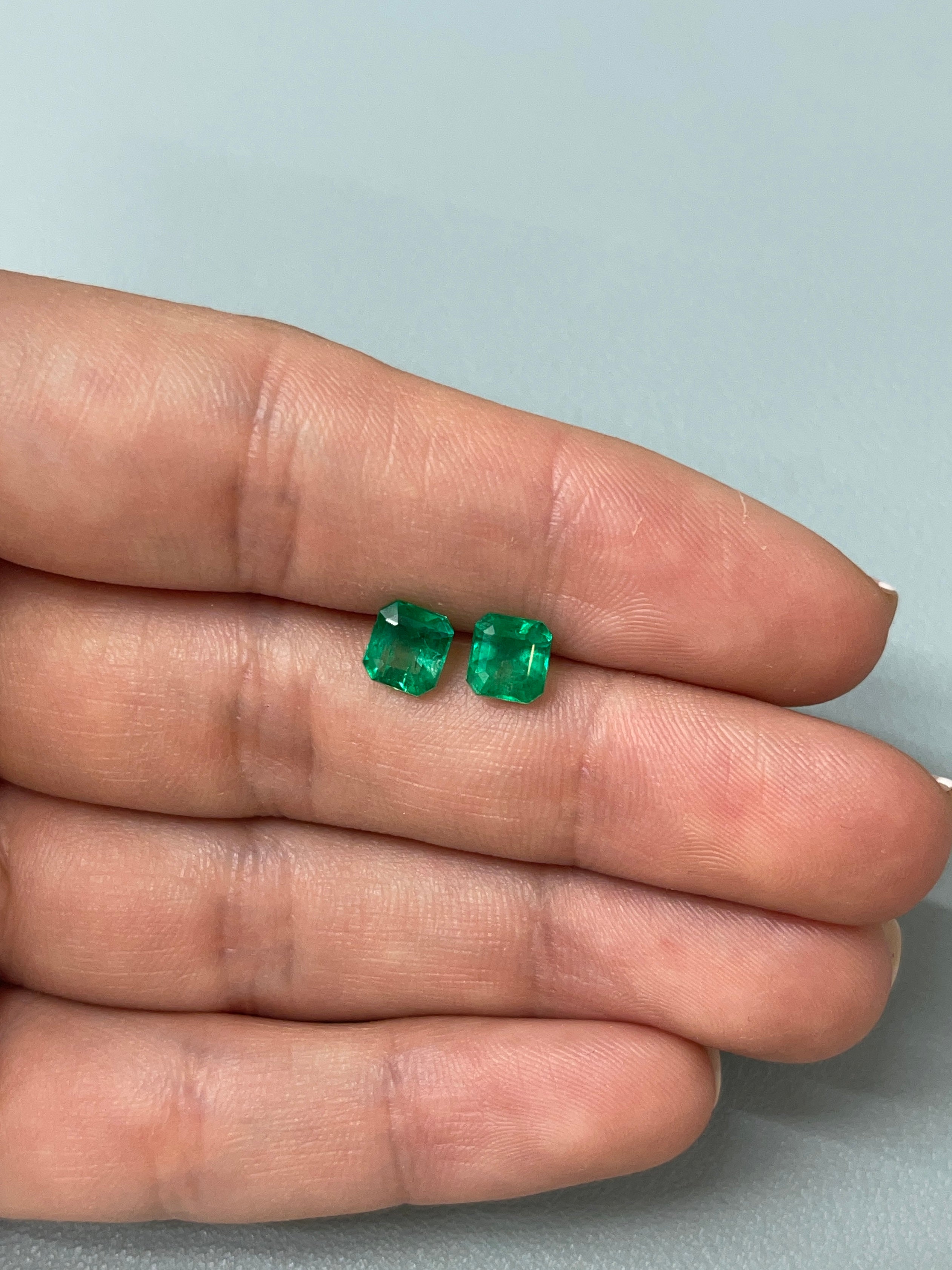 1.98tcw 6.2x5.7 Matching Muzo Green Loose Colombian Emeralds-Asscher Cut