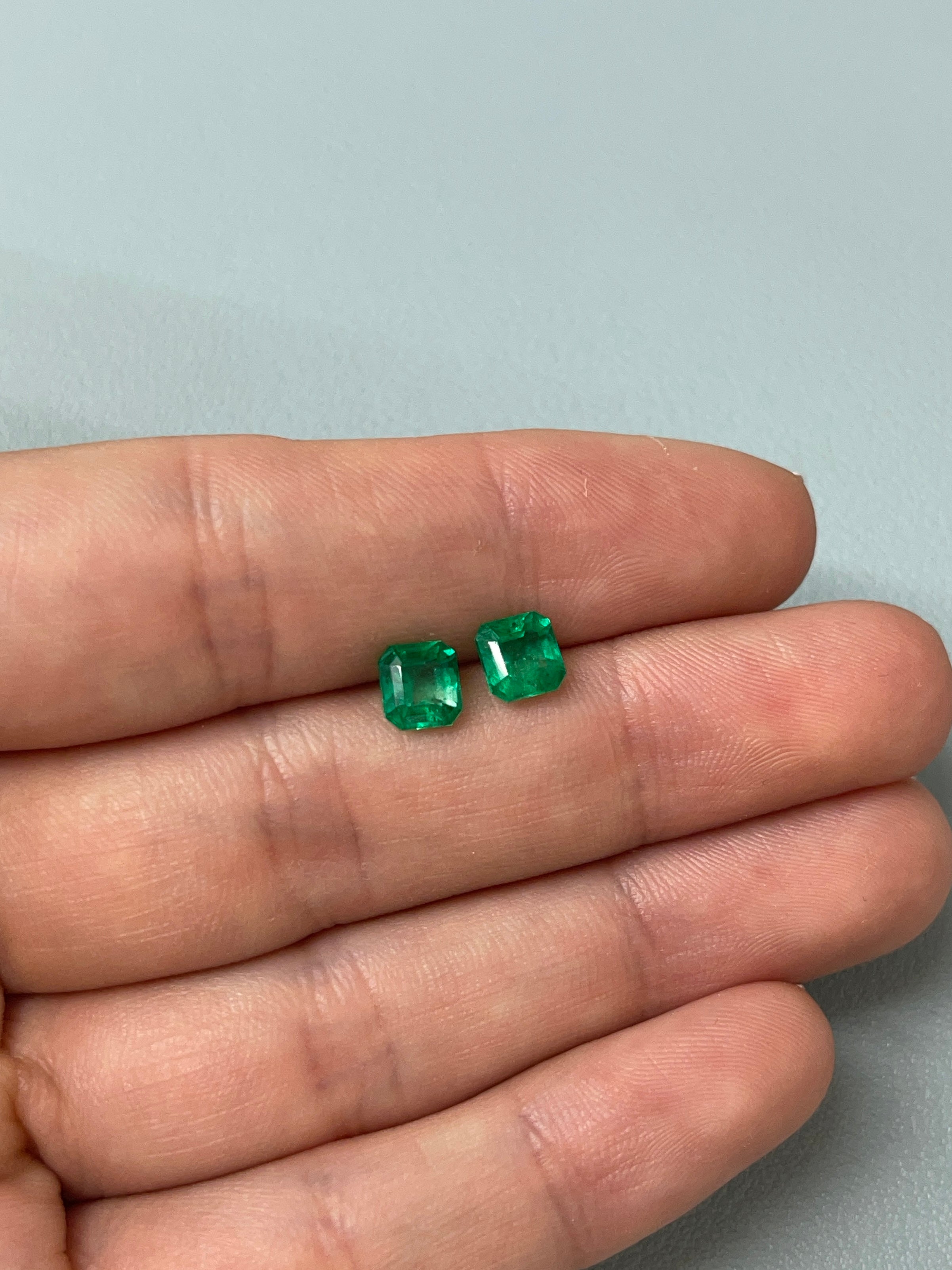 1.98tcw 6.2x5.7 Matching Muzo Green Loose Colombian Emeralds-Asscher Cut