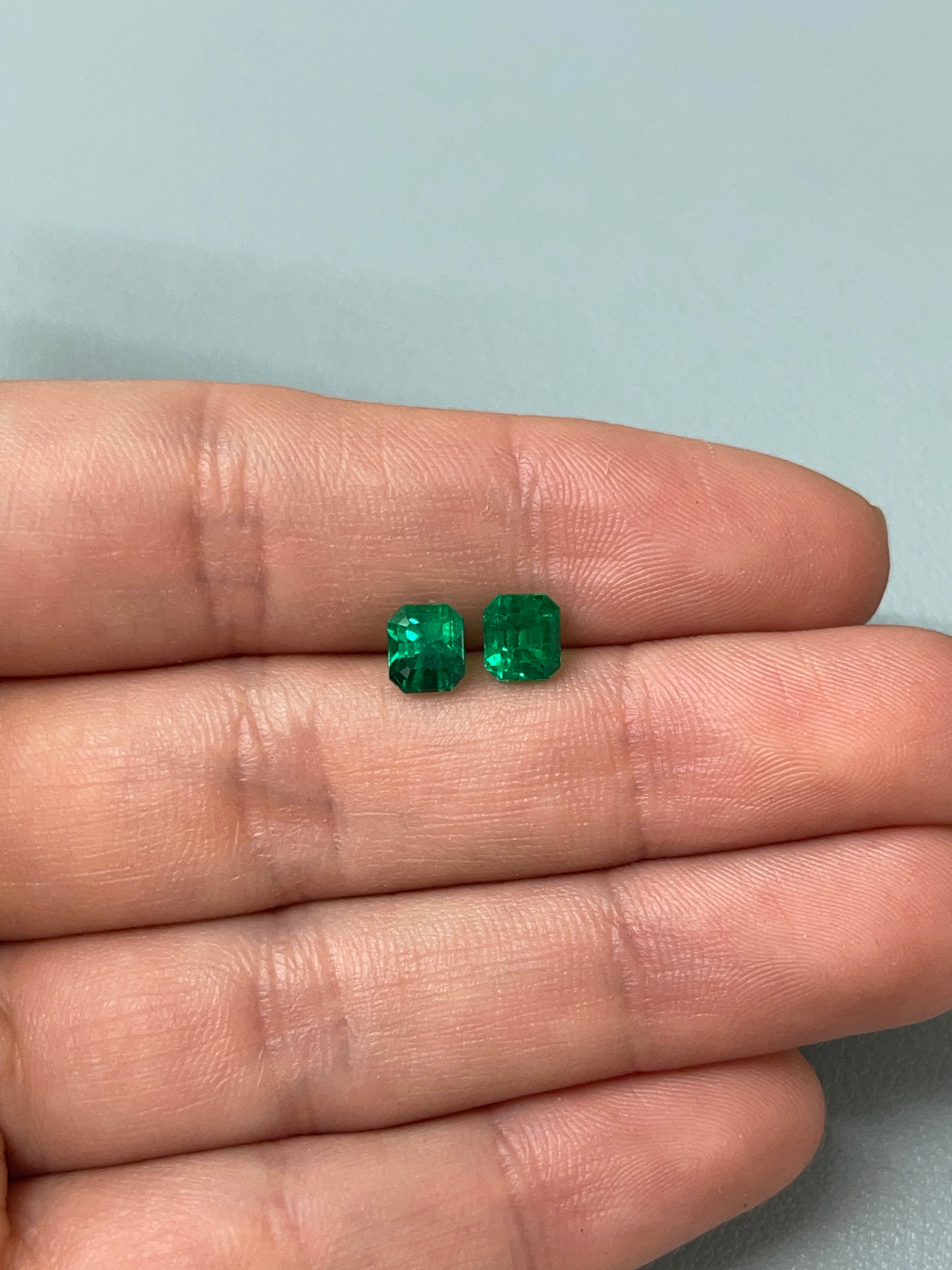 2.01tcw 6x5.3 AAA+ Matching Muzo Green Loose Colombian Emeralds-Emerald Cut