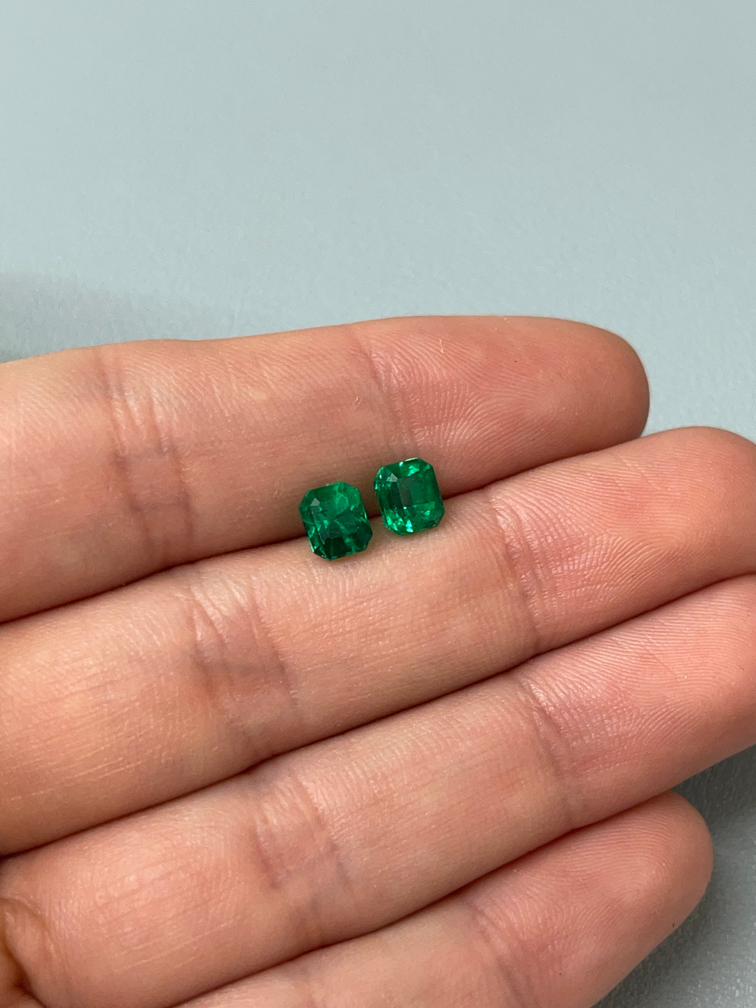 2.01tcw 6x5.3 AAA+ Matching Muzo Green Loose Colombian Emeralds-Emerald Cut