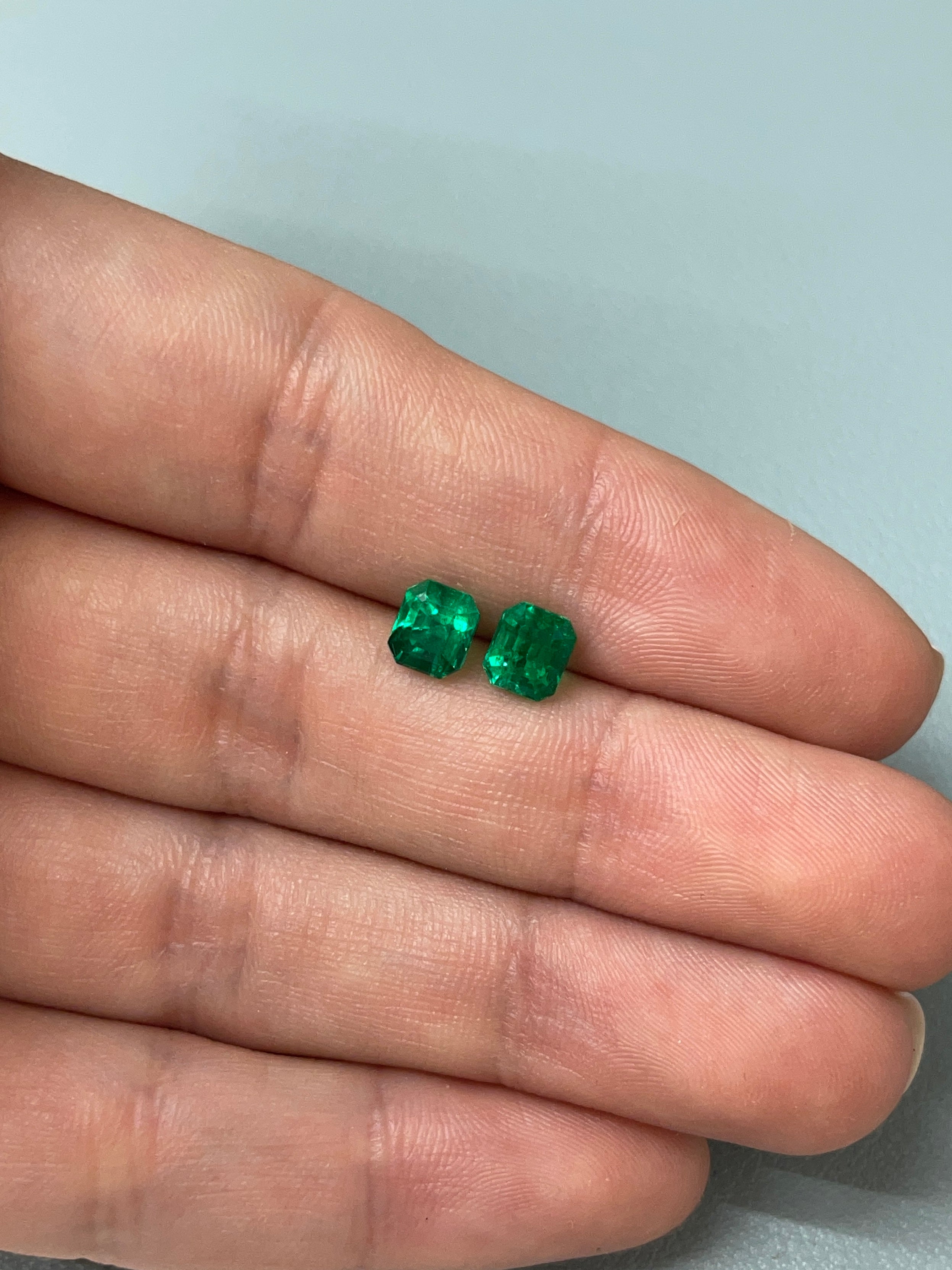 2.01tcw 6x5.3 AAA+ Matching Muzo Green Loose Colombian Emeralds-Emerald Cut