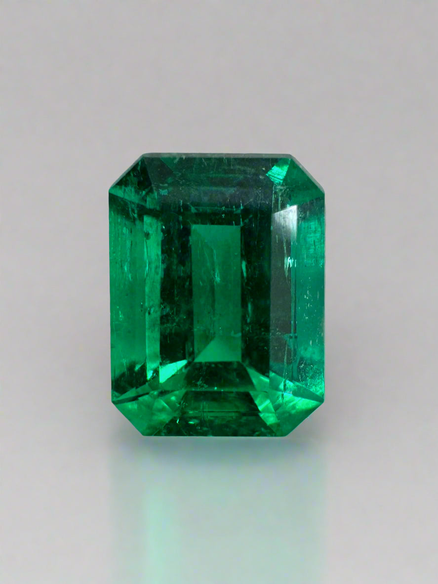 1.85 Carat AAA 8.5x6.5 Minor Oil Vivid Green Natural Loose Colombian Emerald- Emerald Cut
