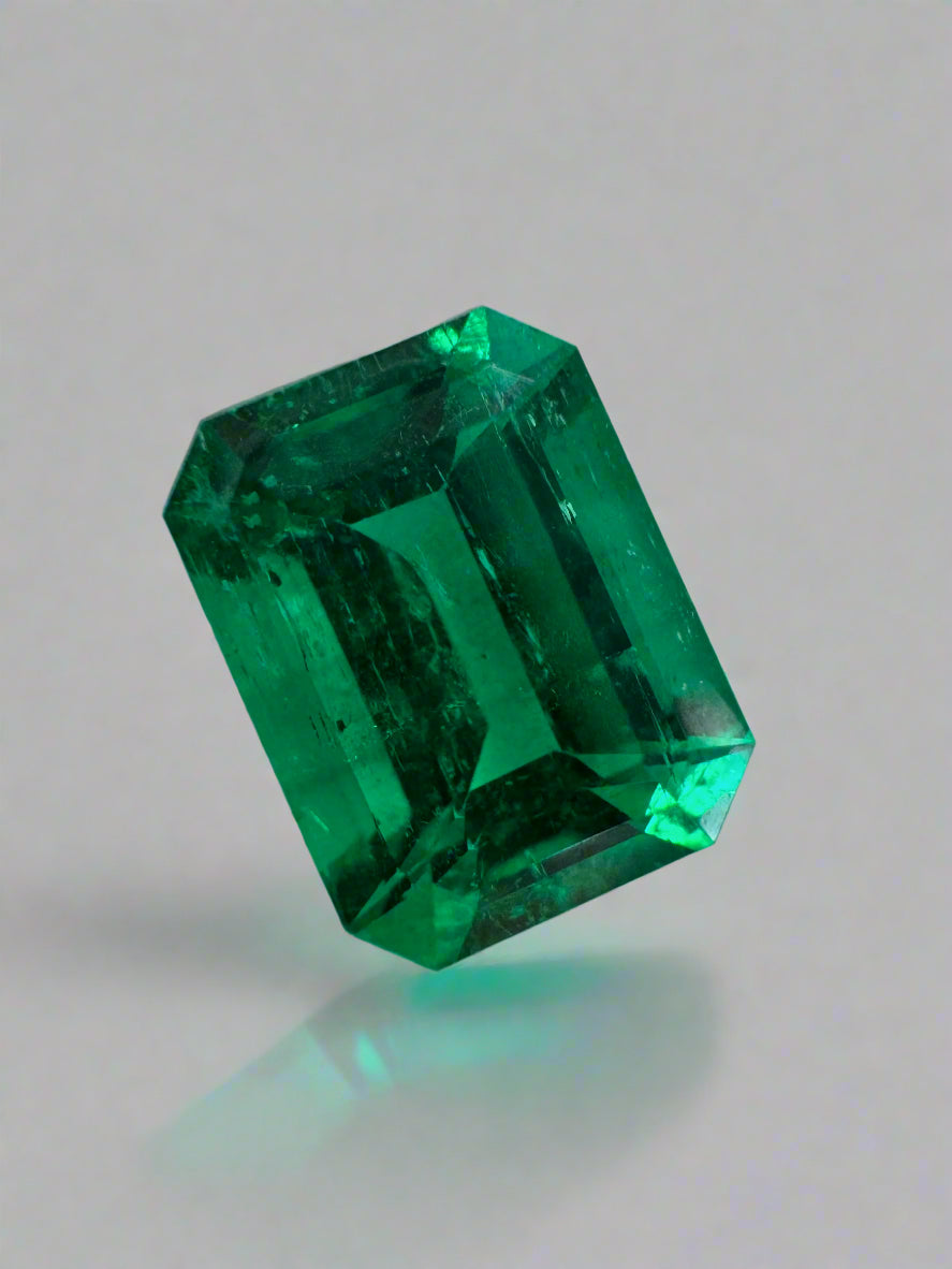 1.85 Carat AAA 8.5x6.5 Minor Oil Vivid Green Natural Loose Colombian Emerald- Emerald Cut
