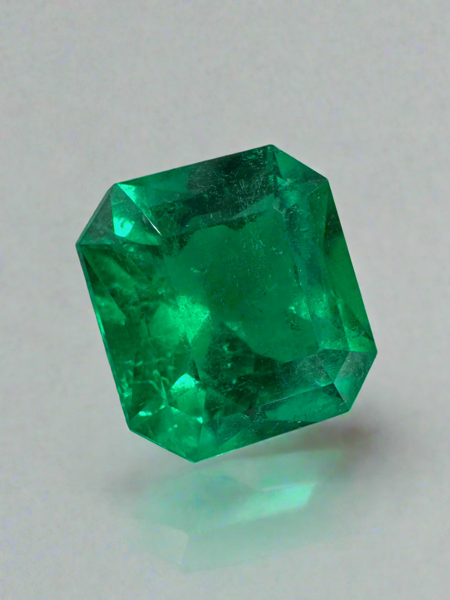 2.14 Carat 8.4x7.8 Vivid Muzo Green Natural Loose Colombian Emerald-Asscher Cut