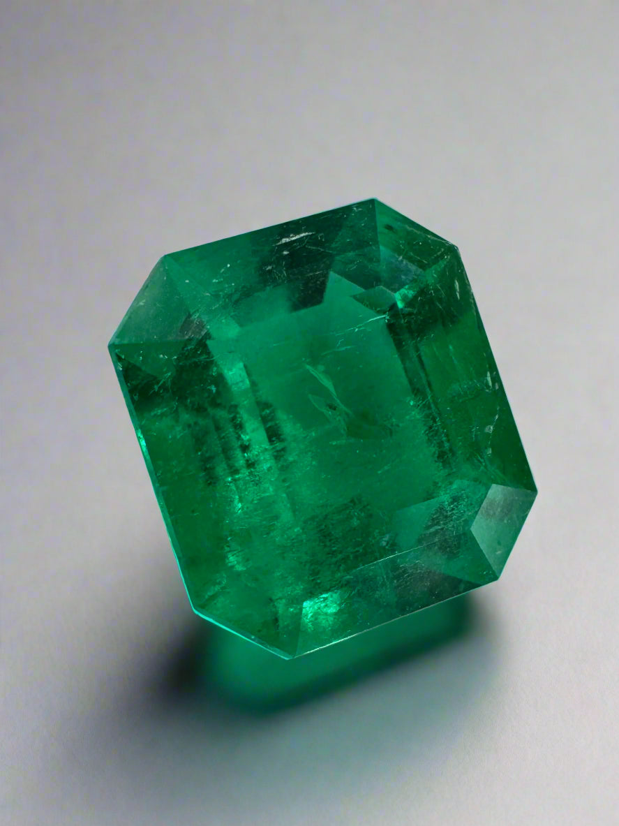 2.23 Carat 9x8 Vivid Green Chunky Emerald Cut Loose Colombian Emerald