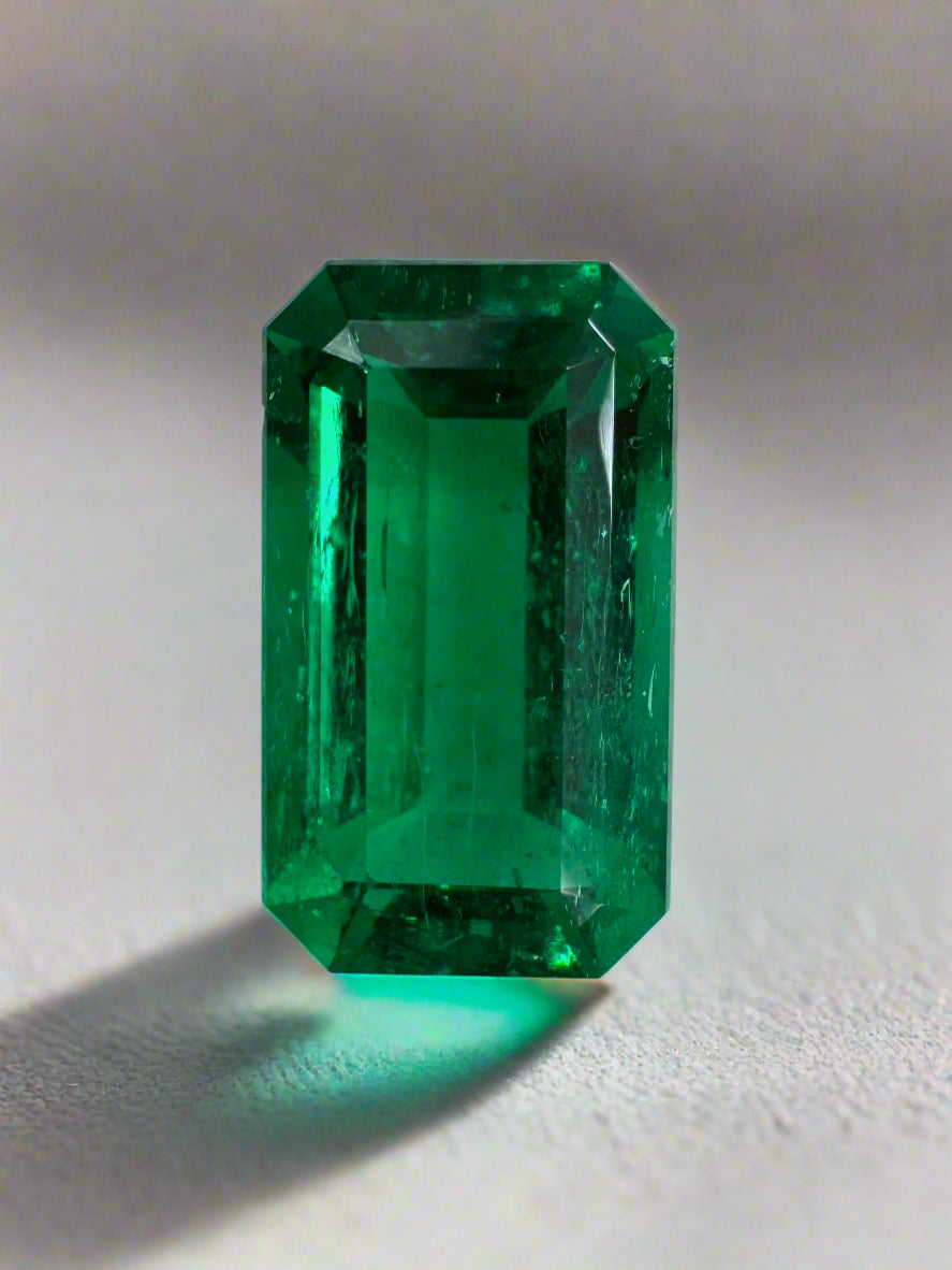 3.10 Carat AAA+ 12x7 Minor Oil Natural Loose Colombian Emerald-Elongated Emerald Cut