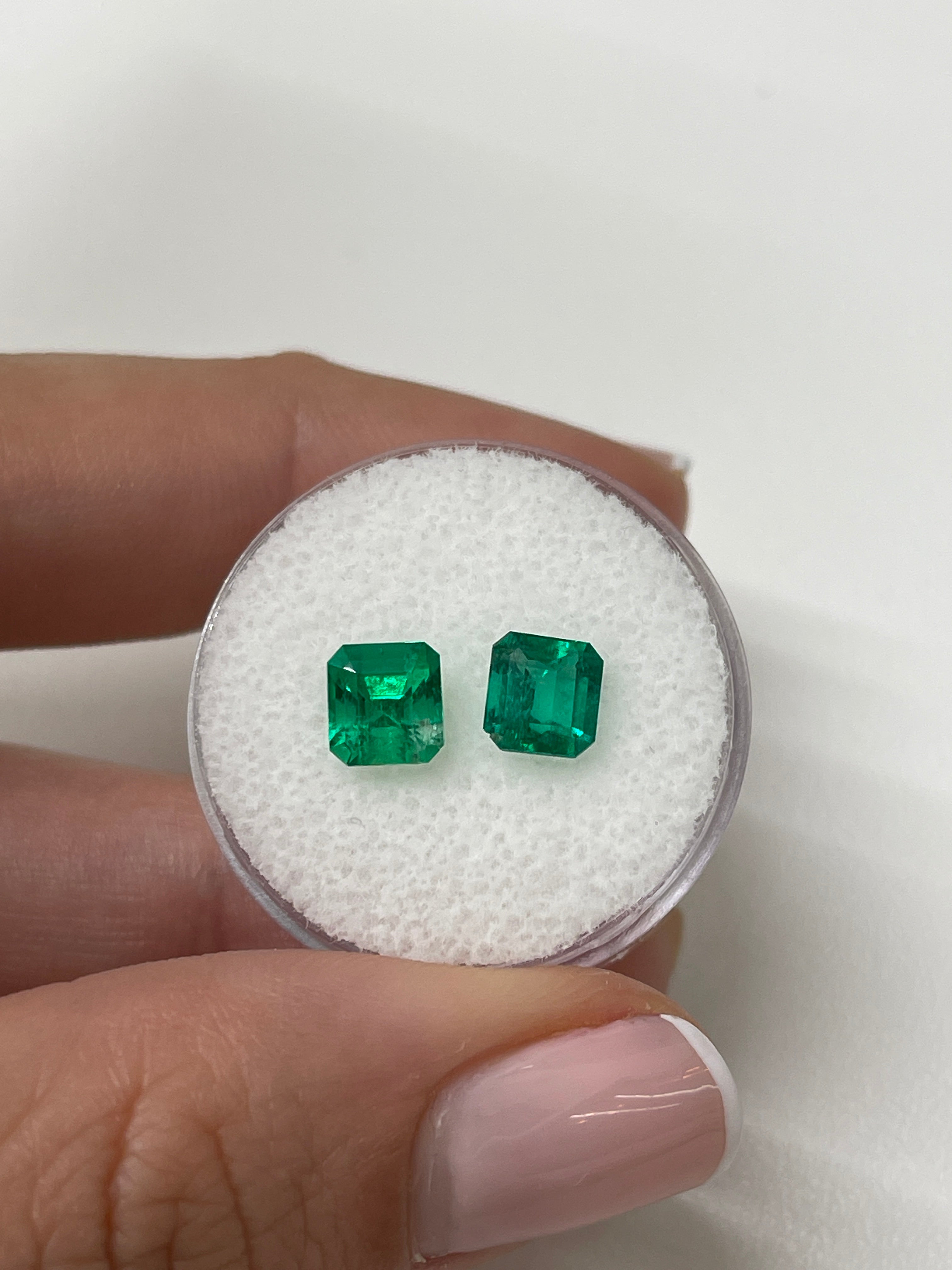 2.05tcw 6.3x5.9 AAA Matching Muzo Green Loose Colombian Emeralds-Asscher Cut