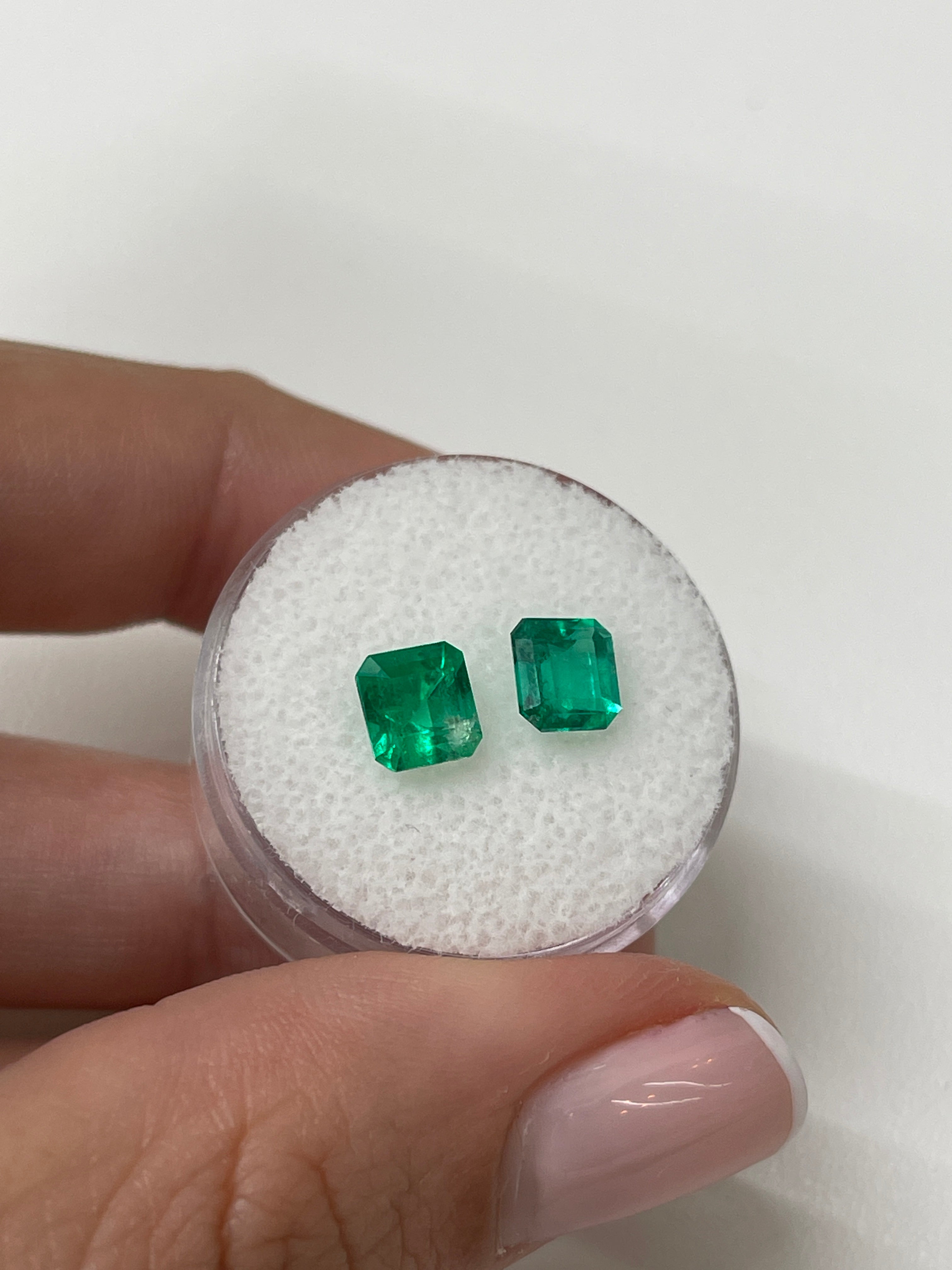 2.05tcw 6.3x5.9 AAA Matching Muzo Green Loose Colombian Emeralds-Asscher Cut