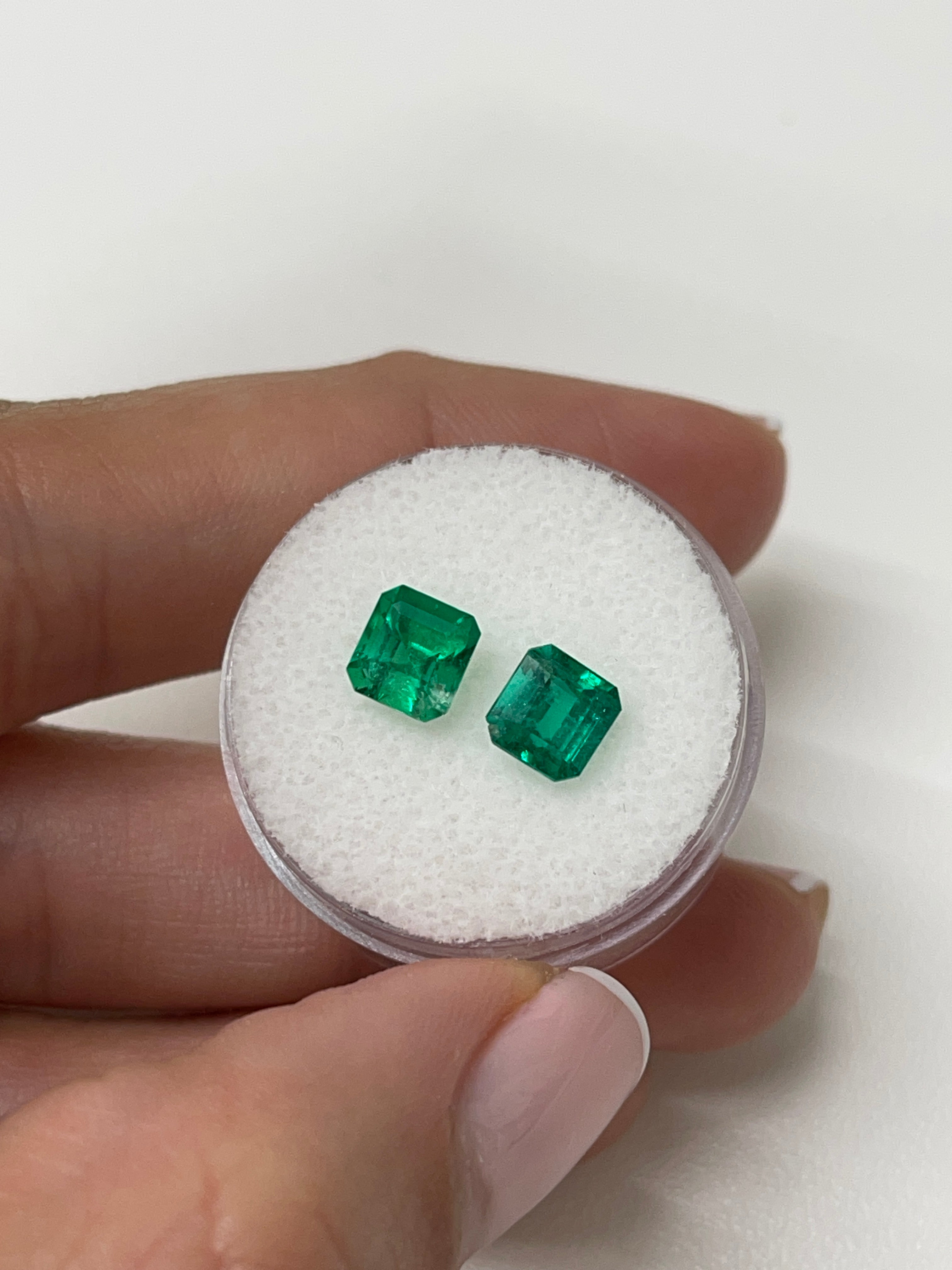 2.05tcw 6.3x5.9 AAA Matching Muzo Green Loose Colombian Emeralds-Asscher Cut