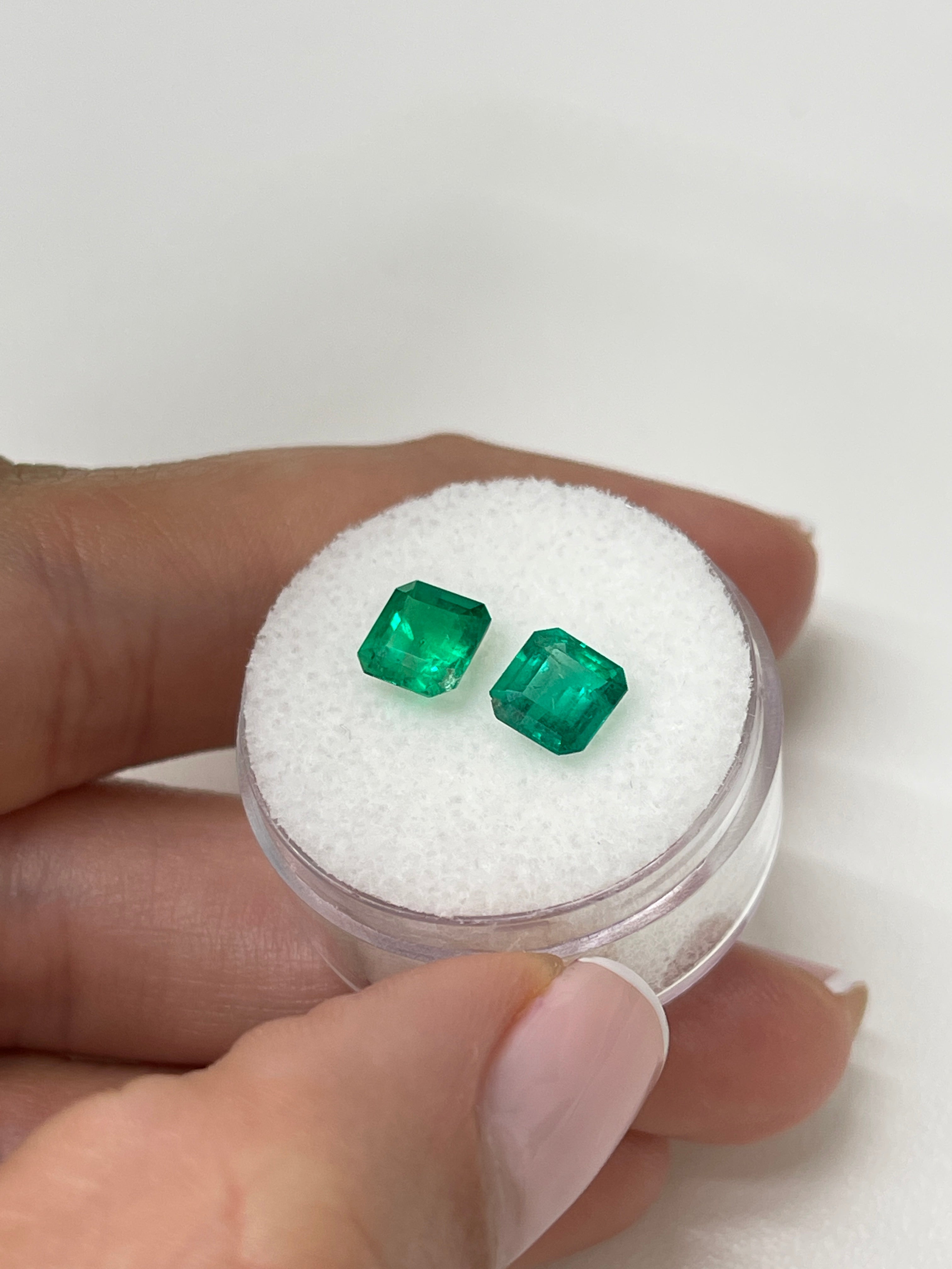 2.05tcw 6.3x5.9 AAA Matching Muzo Green Loose Colombian Emeralds-Asscher Cut