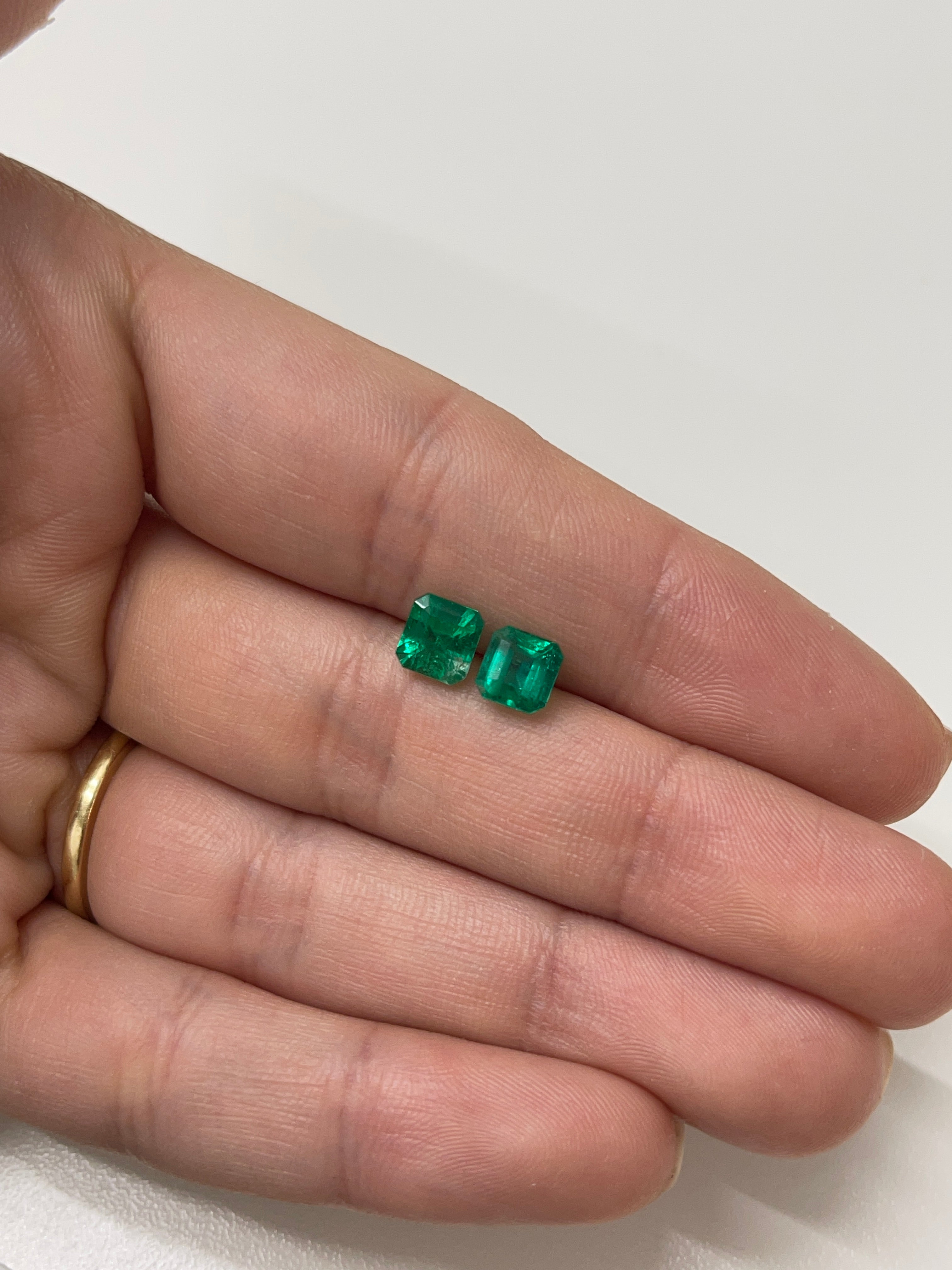 2.05tcw 6.3x5.9 AAA Matching Muzo Green Loose Colombian Emeralds-Asscher Cut