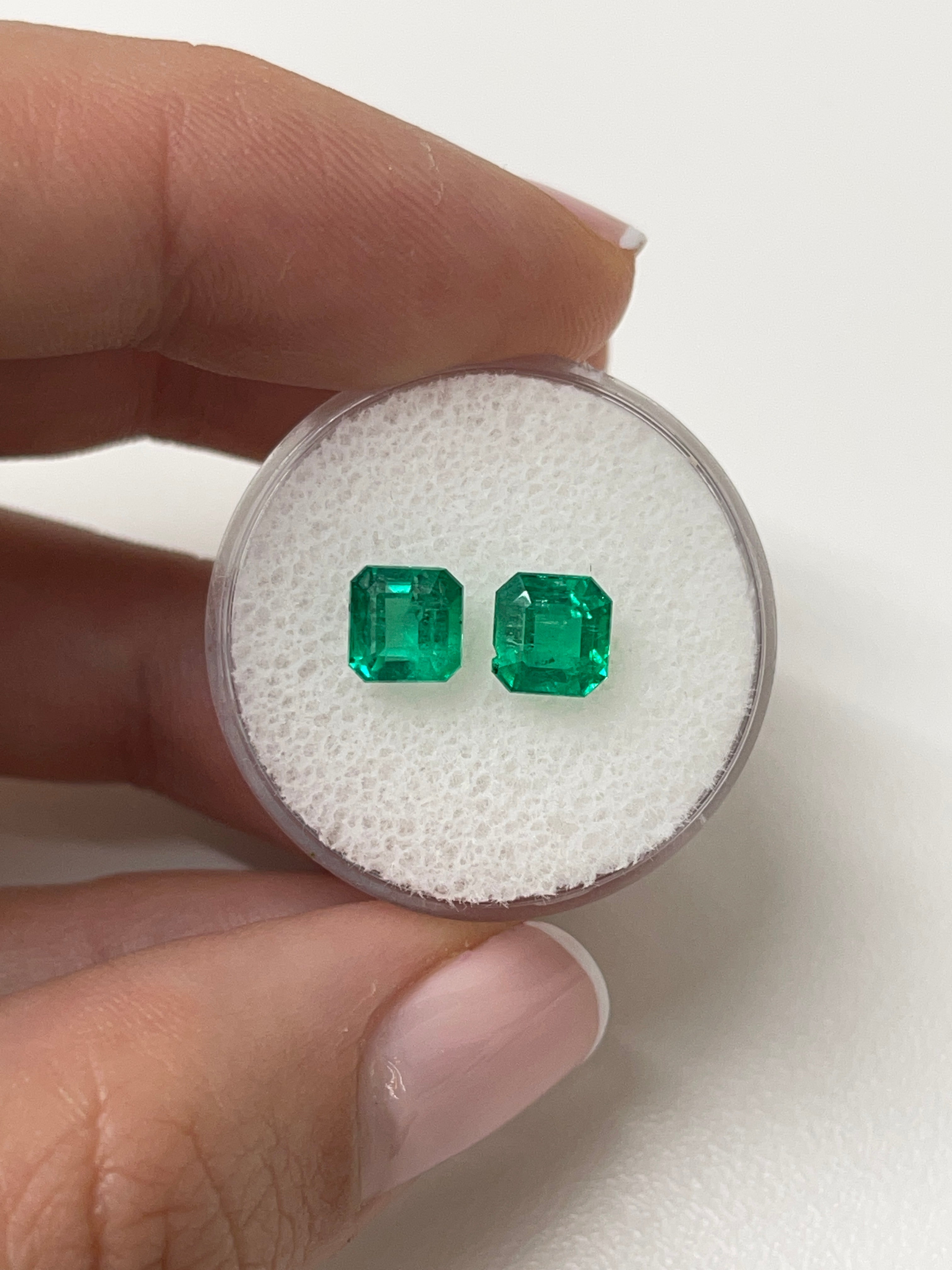 2.19tcw 6x6 AAA Matching Muzo Green Loose Colombian Emeralds-Asscher Cut