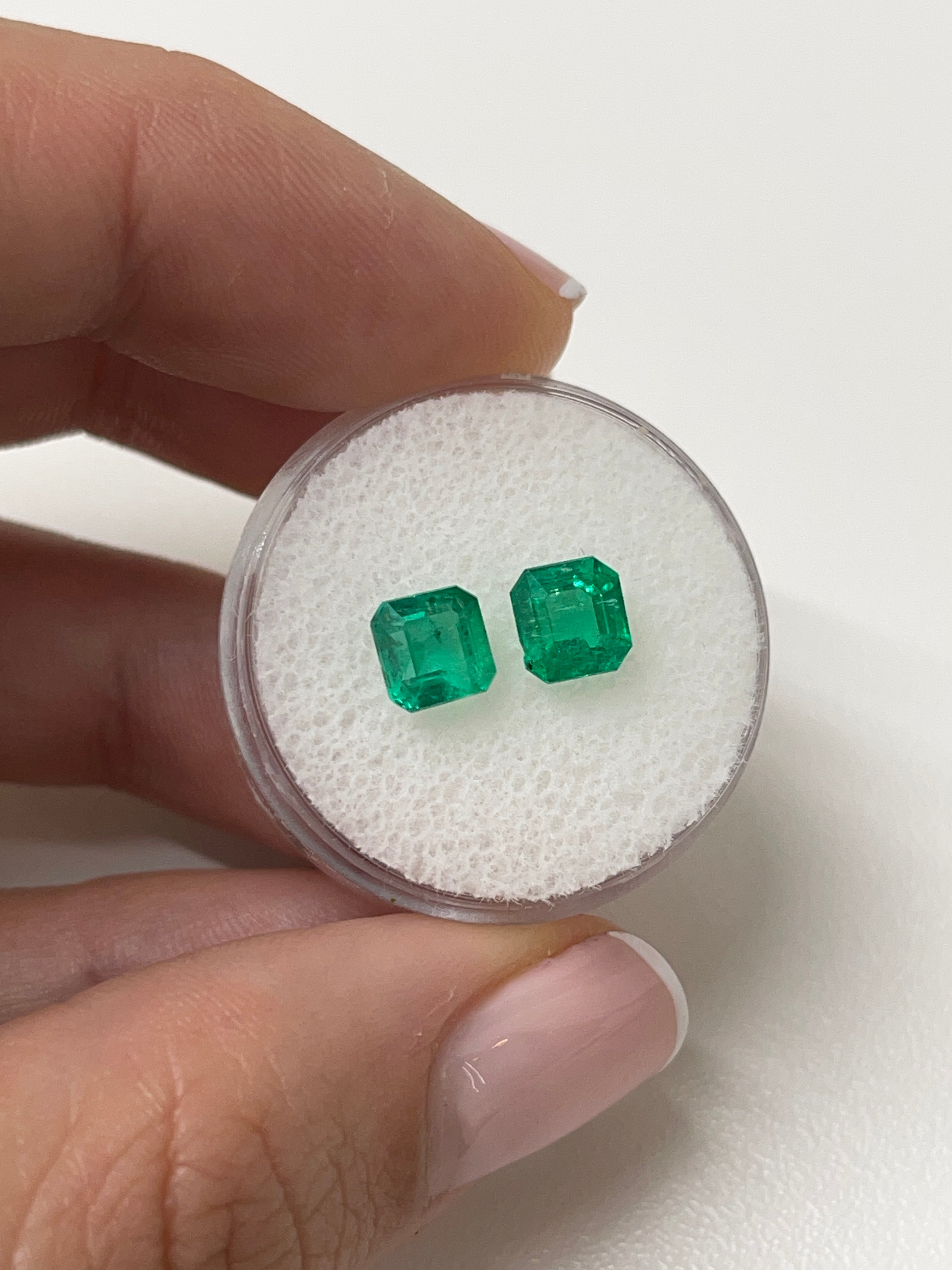 2.19tcw 6x6 AAA Matching Muzo Green Loose Colombian Emeralds-Asscher Cut