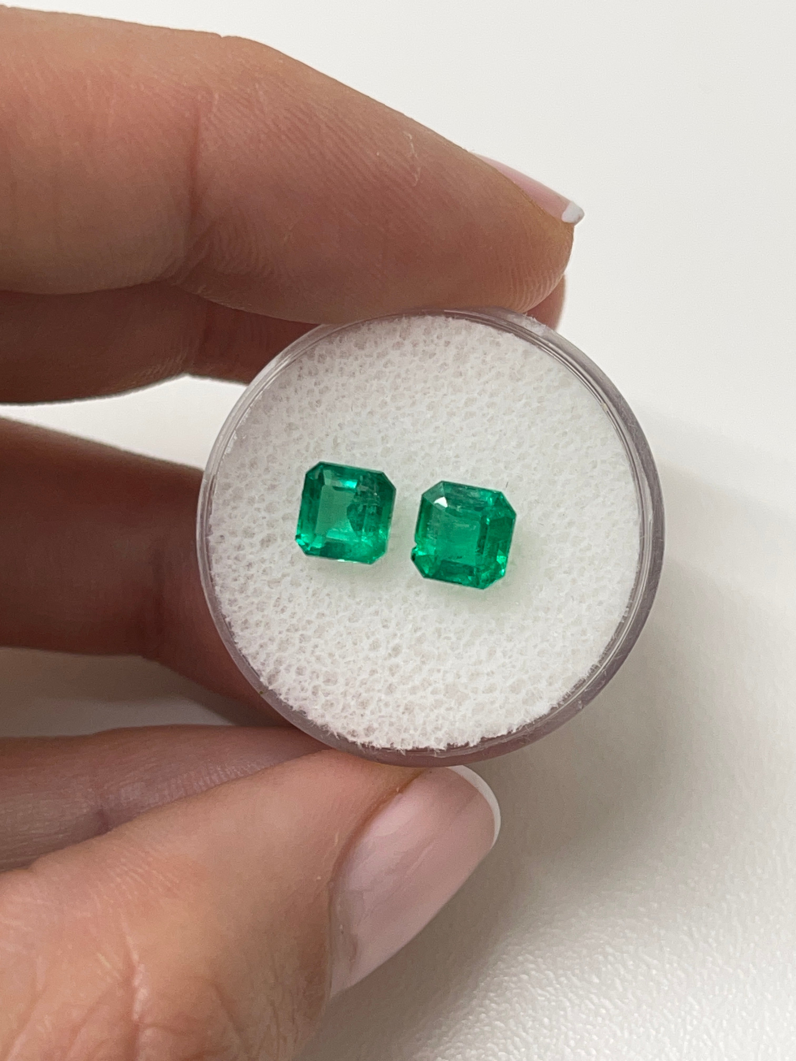 2.19tcw 6x6 AAA Matching Muzo Green Loose Colombian Emeralds-Asscher Cut