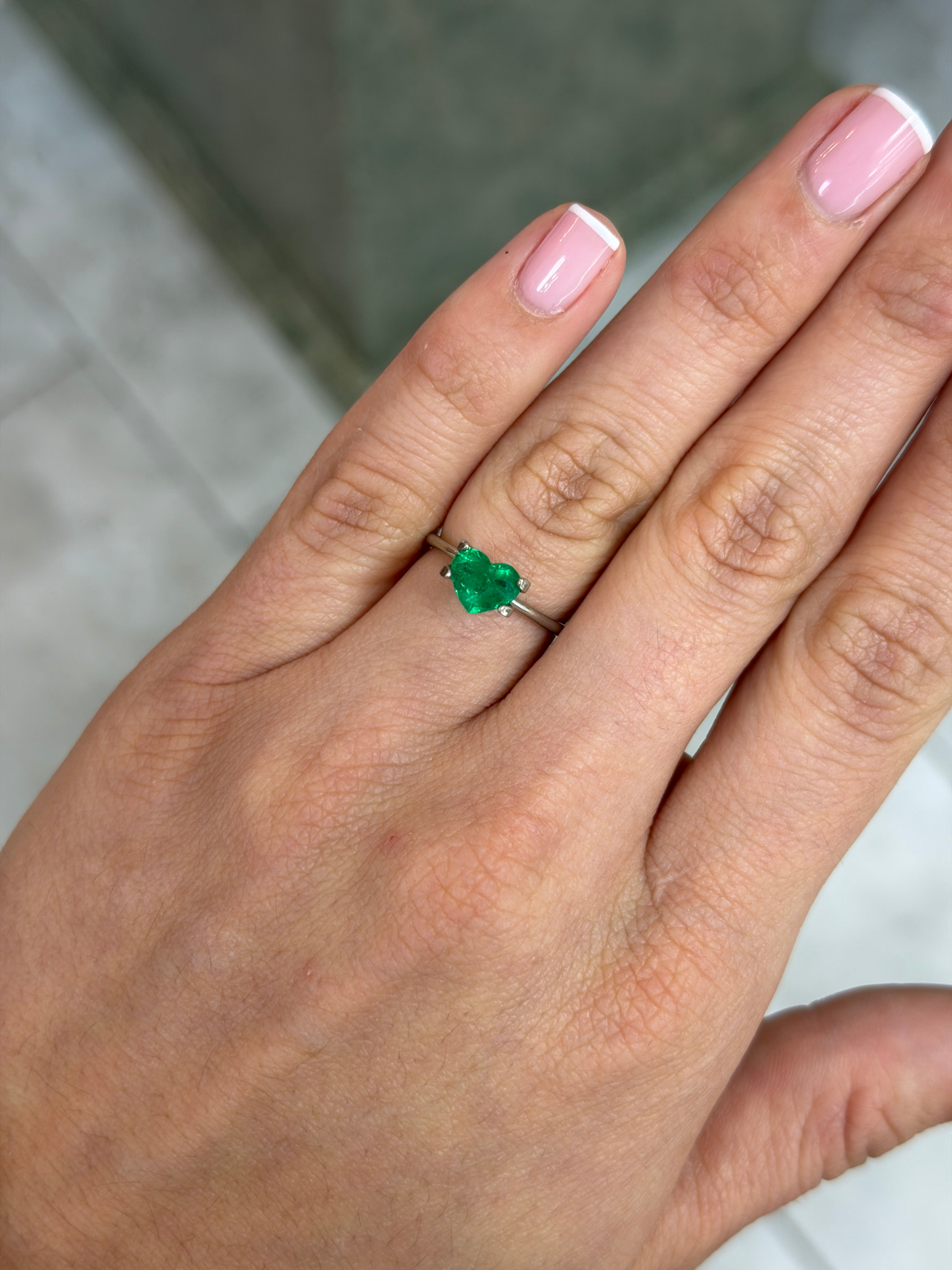 0.95 Carat 6x7 AAA+ Vivid Muzo Green Natural Loose Colombian Emerald-Heart Cut