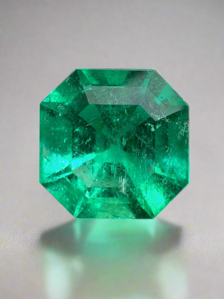 3.68 Carat AAA Vivid Muzo Natural Loose Colombian Emerald-Asscher Cut w/ Clipped Corners