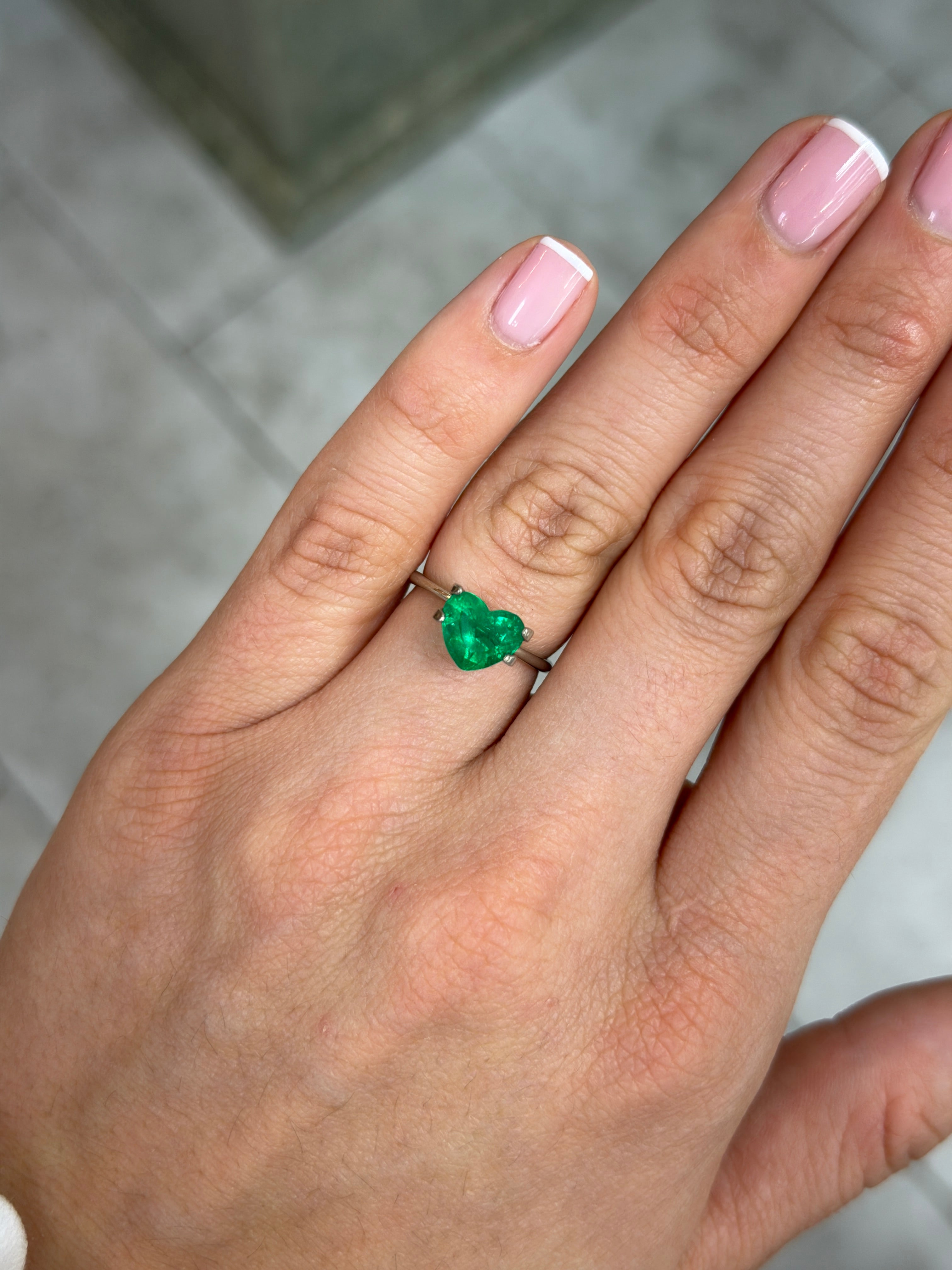 1.65 Carat 7.5x9 AAA+ Vivid Intense Muzo Green Natural Loose Colombian Emerald-Heart Cut