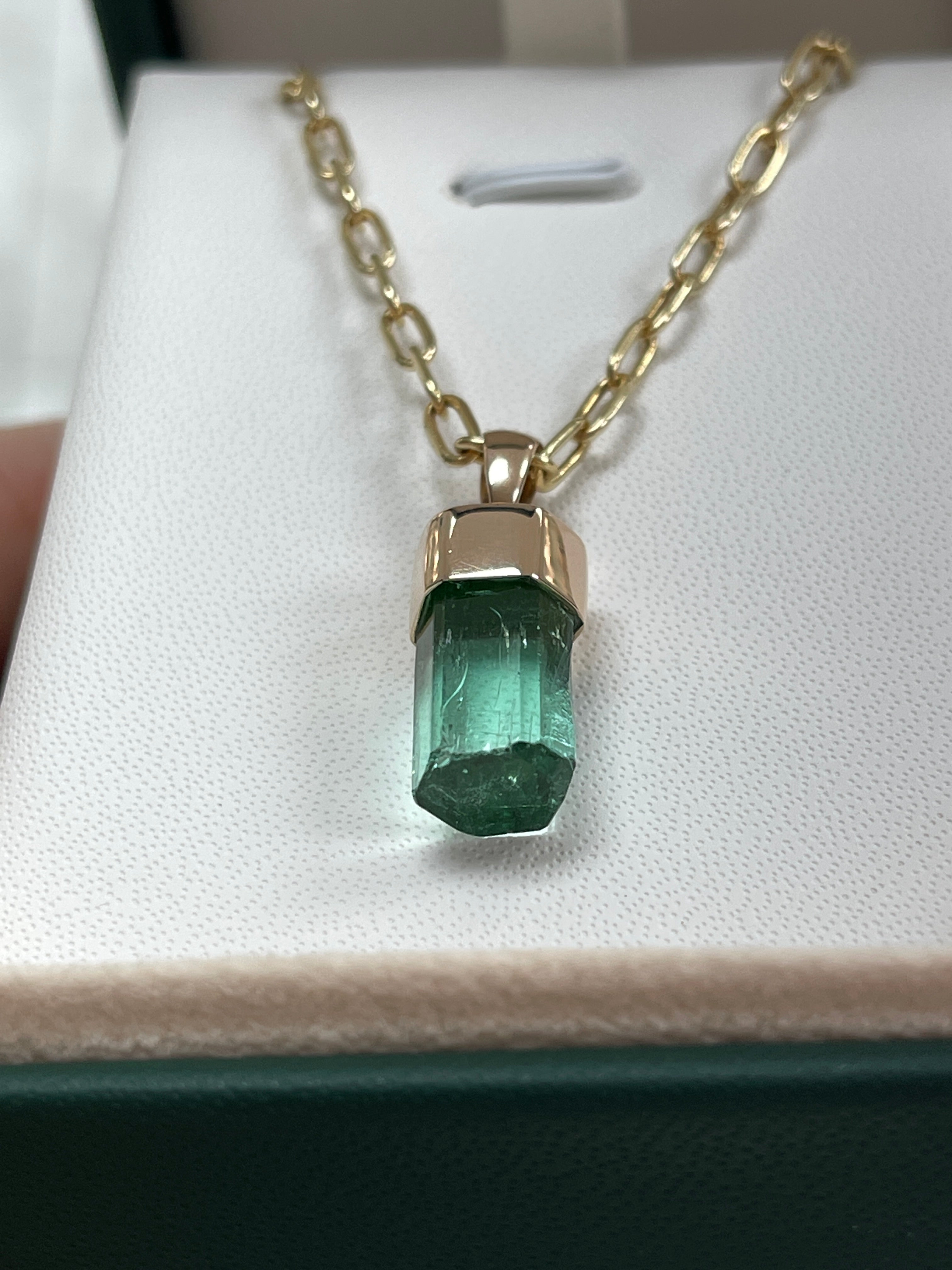 11 carat 18K Crystal Clear Light Bluish Green Rough Colombian Emerald- Single Terminated - JR Colombian Emeralds