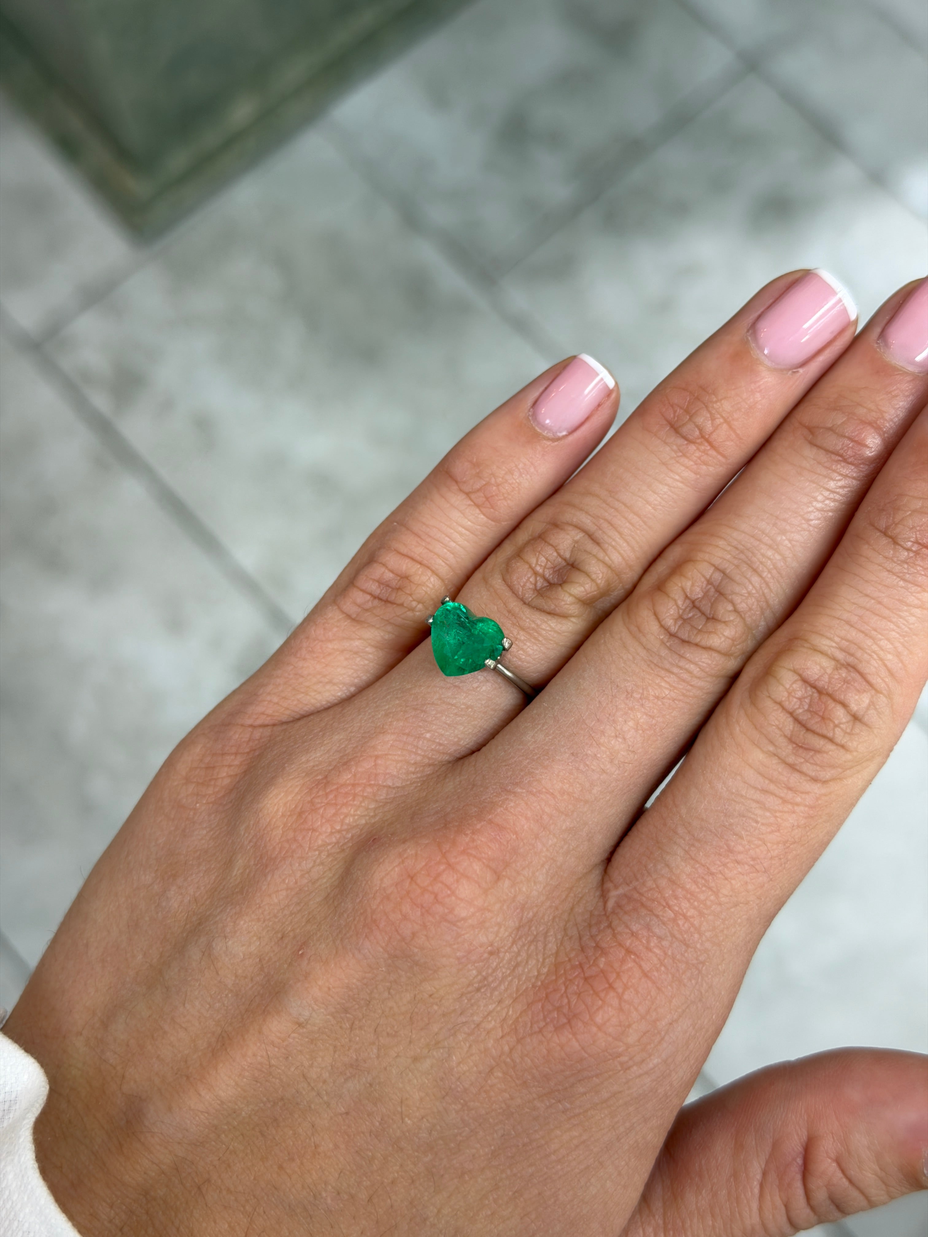 2.53 Carat 9x10 Chivor Mine Bluish Green Natural Loose Colombian Emerald-Heart Cut