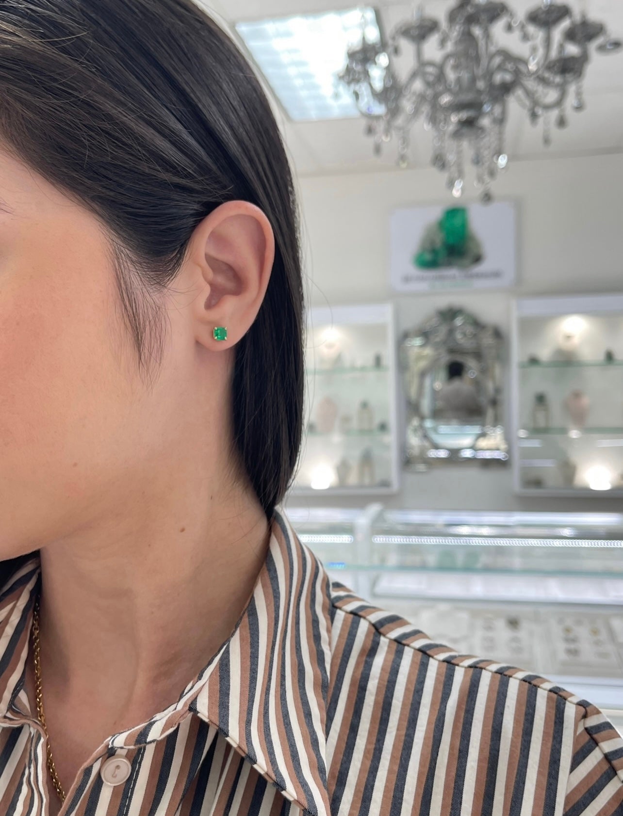 1.13tcw 5x5 AAA+ Muzo Green Asscher Cut Colombian Emerald Studs 18K