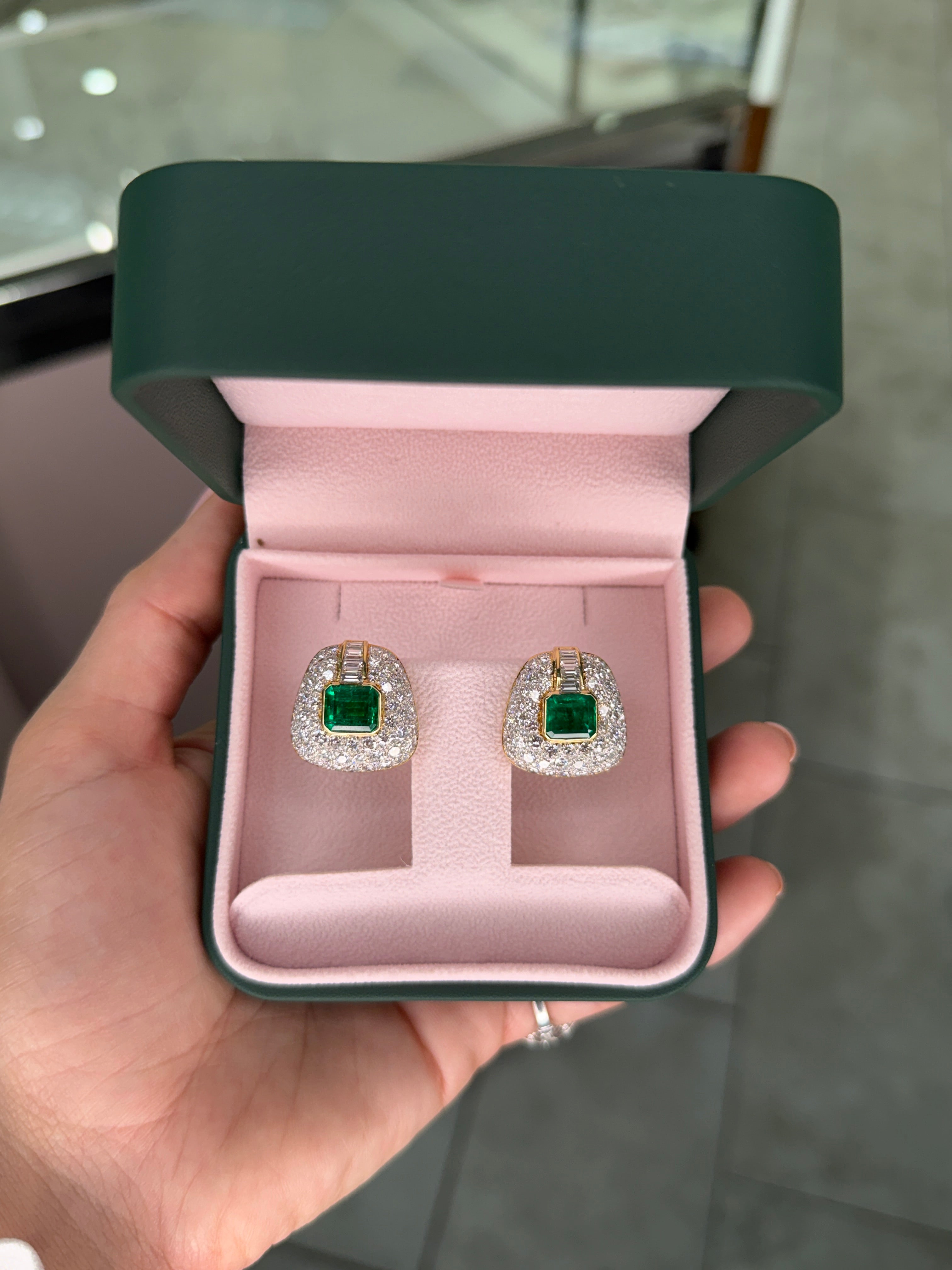 11.40tcw AAA+ Colombian Emerald & Diamond Statement Earrings 18K
