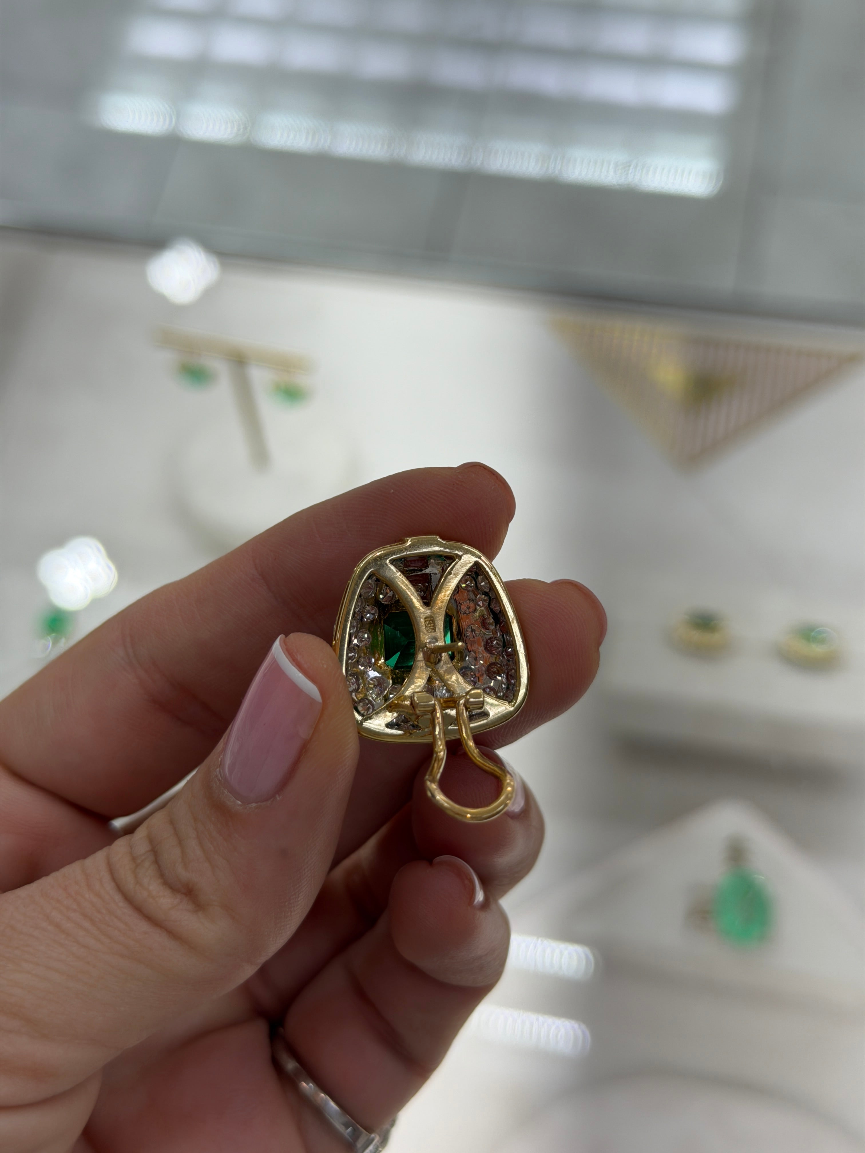 11.40tcw AAA+ Colombian Emerald & Diamond Statement Earrings 18K