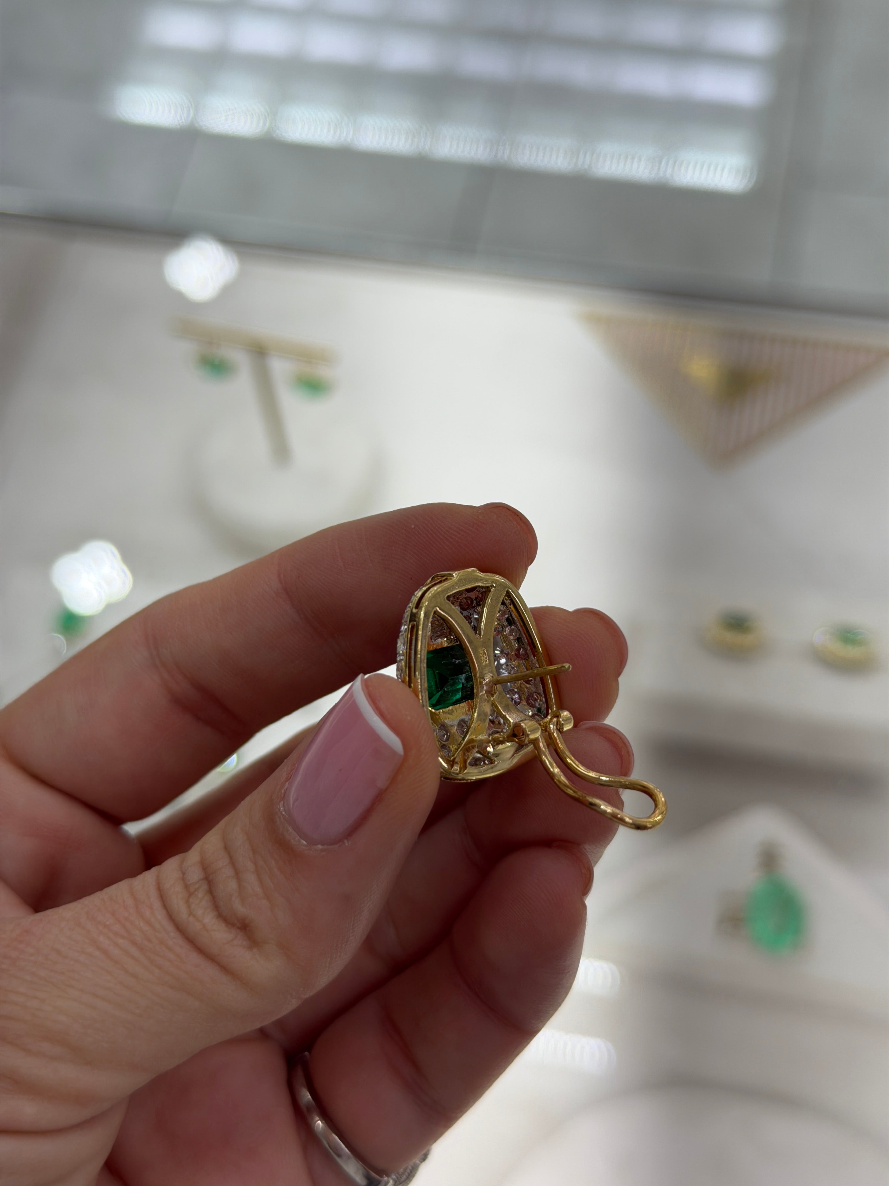 11.40tcw AAA+ Colombian Emerald & Diamond Statement Earrings 18K