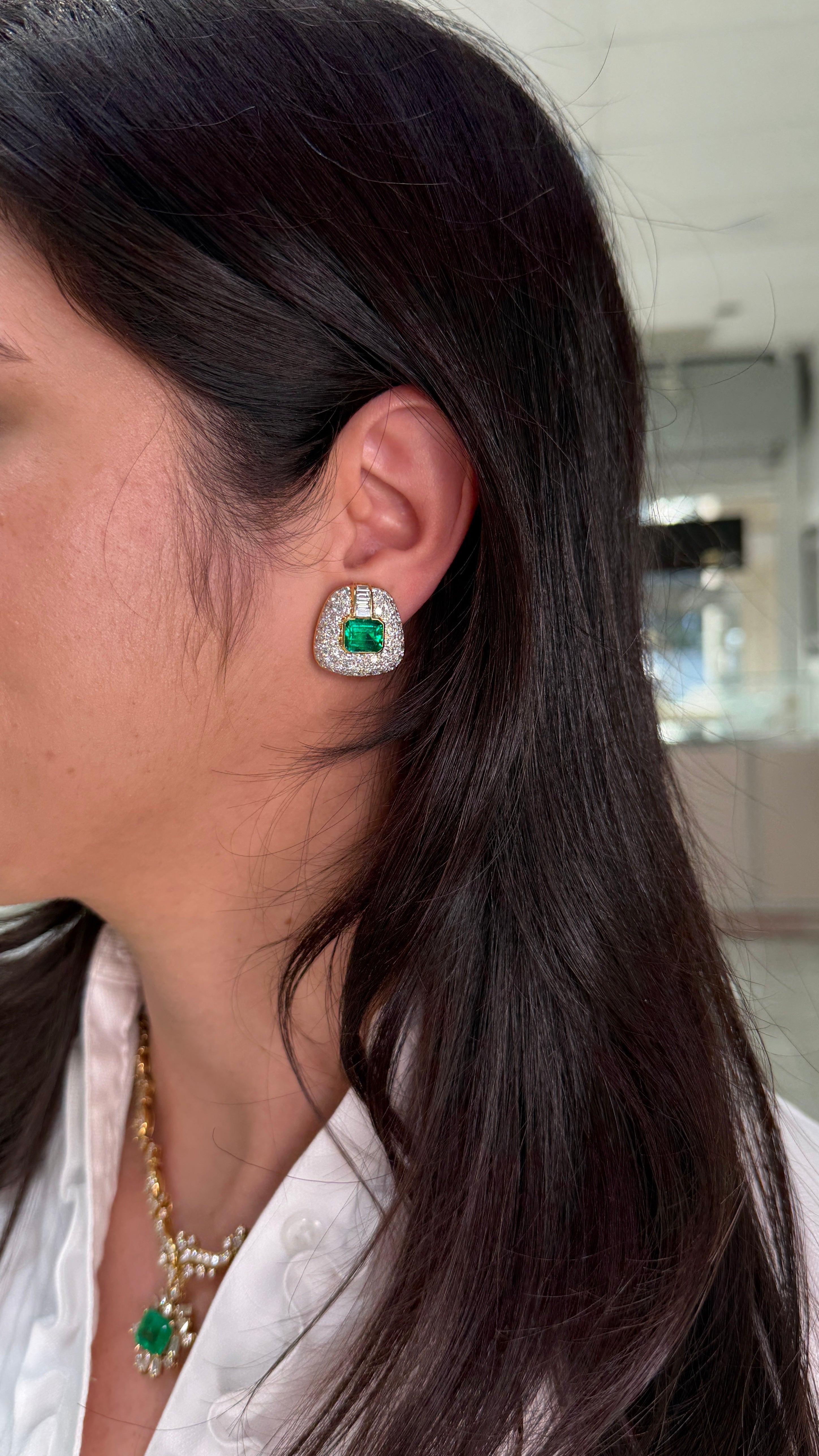 11.40tcw AAA+ Colombian Emerald & Diamond Statement Earrings 18K