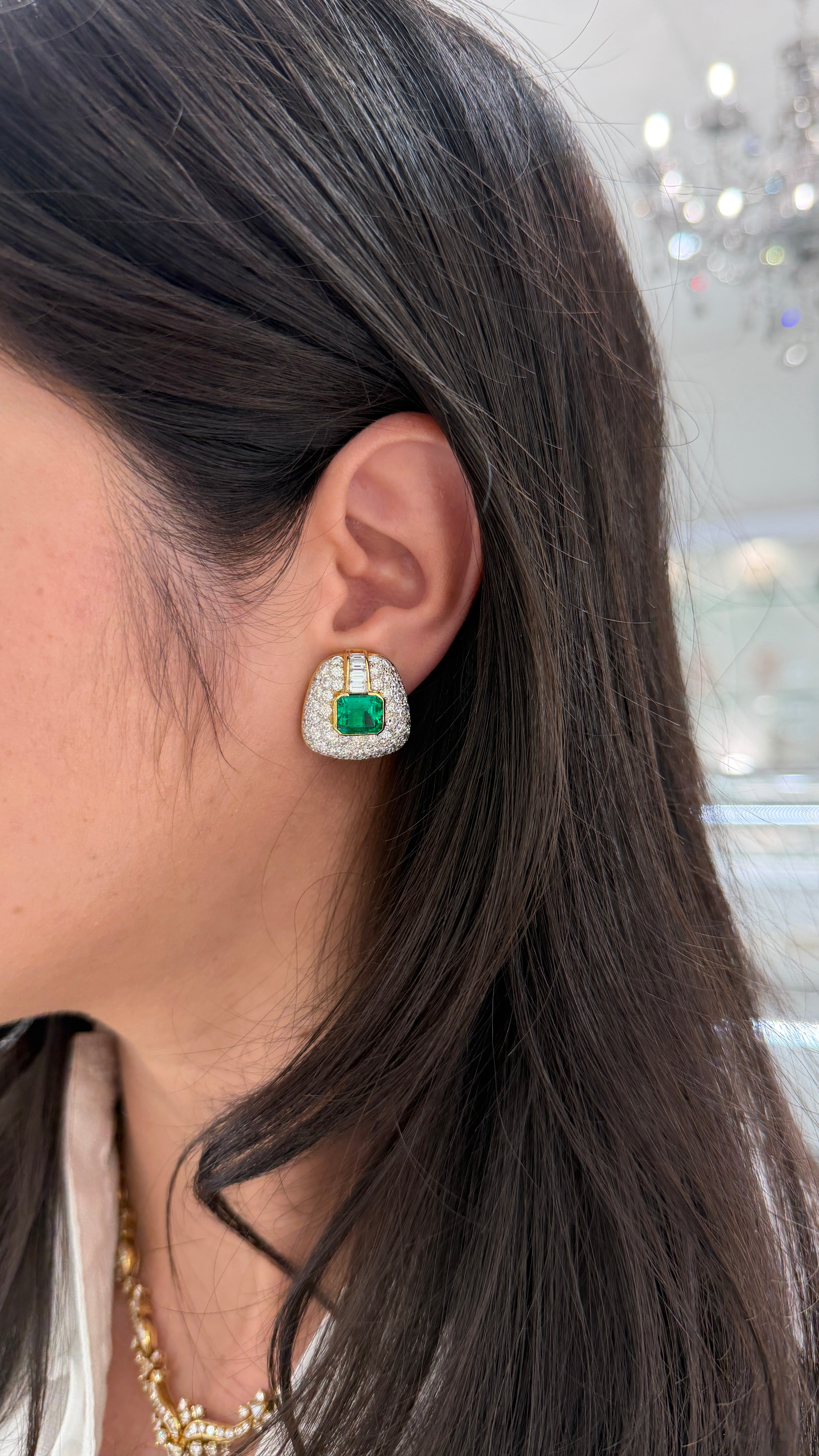 11.40tcw AAA+ Colombian Emerald & Diamond Statement Earrings 18K