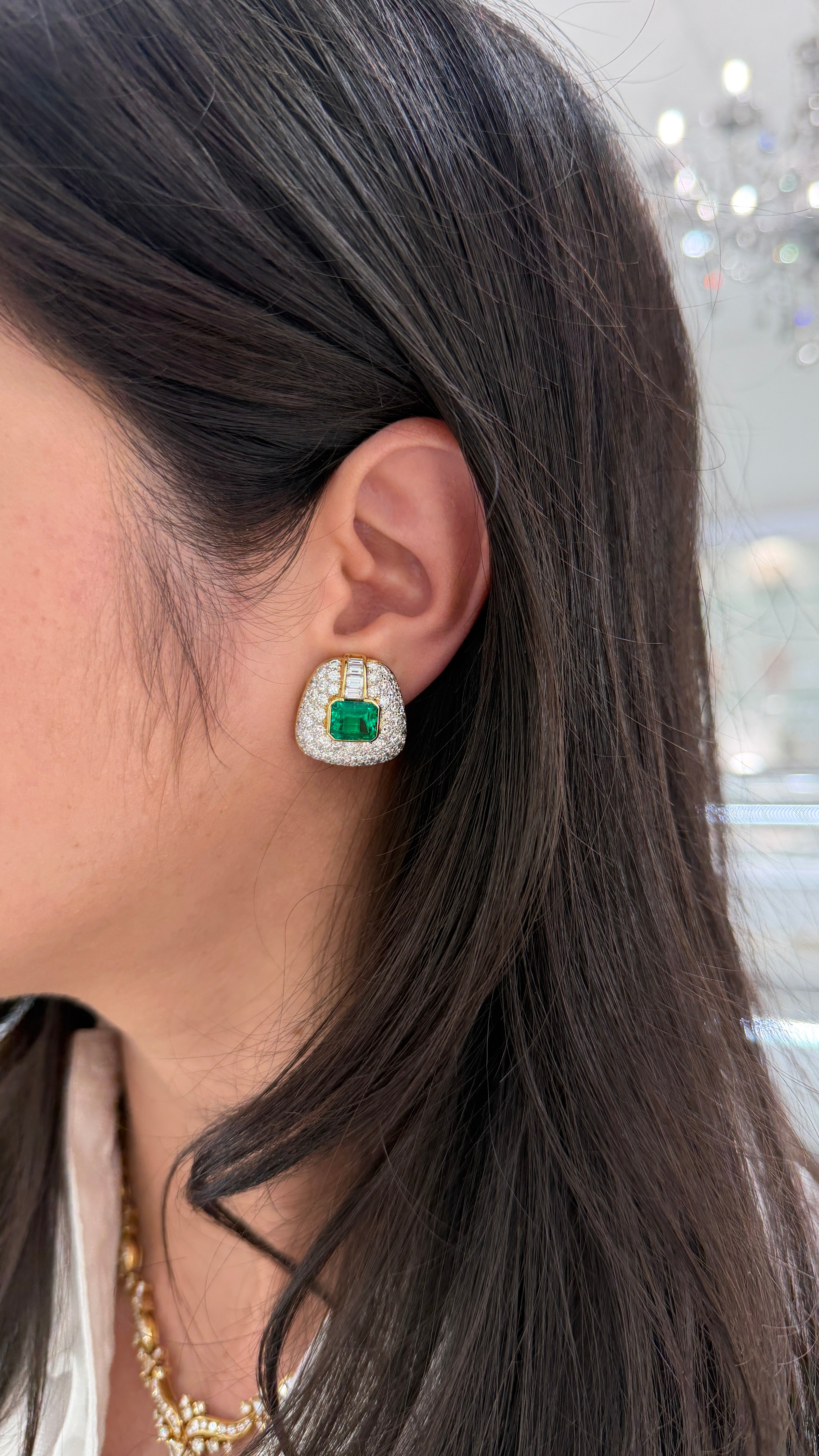 11.40tcw AAA+ Colombian Emerald & Diamond Statement Earrings 18K