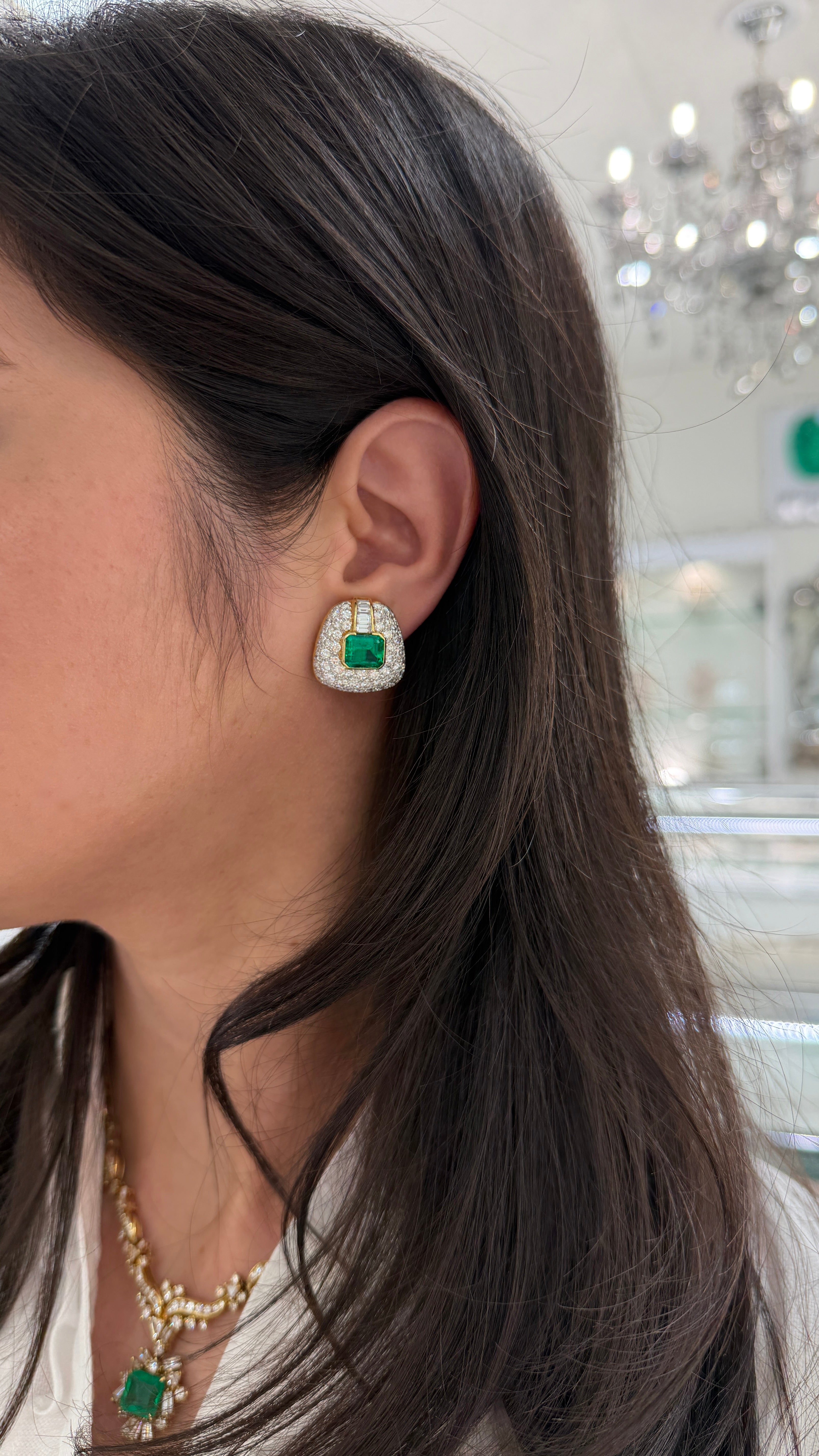 11.40tcw AAA+ Colombian Emerald & Diamond Statement Earrings 18K