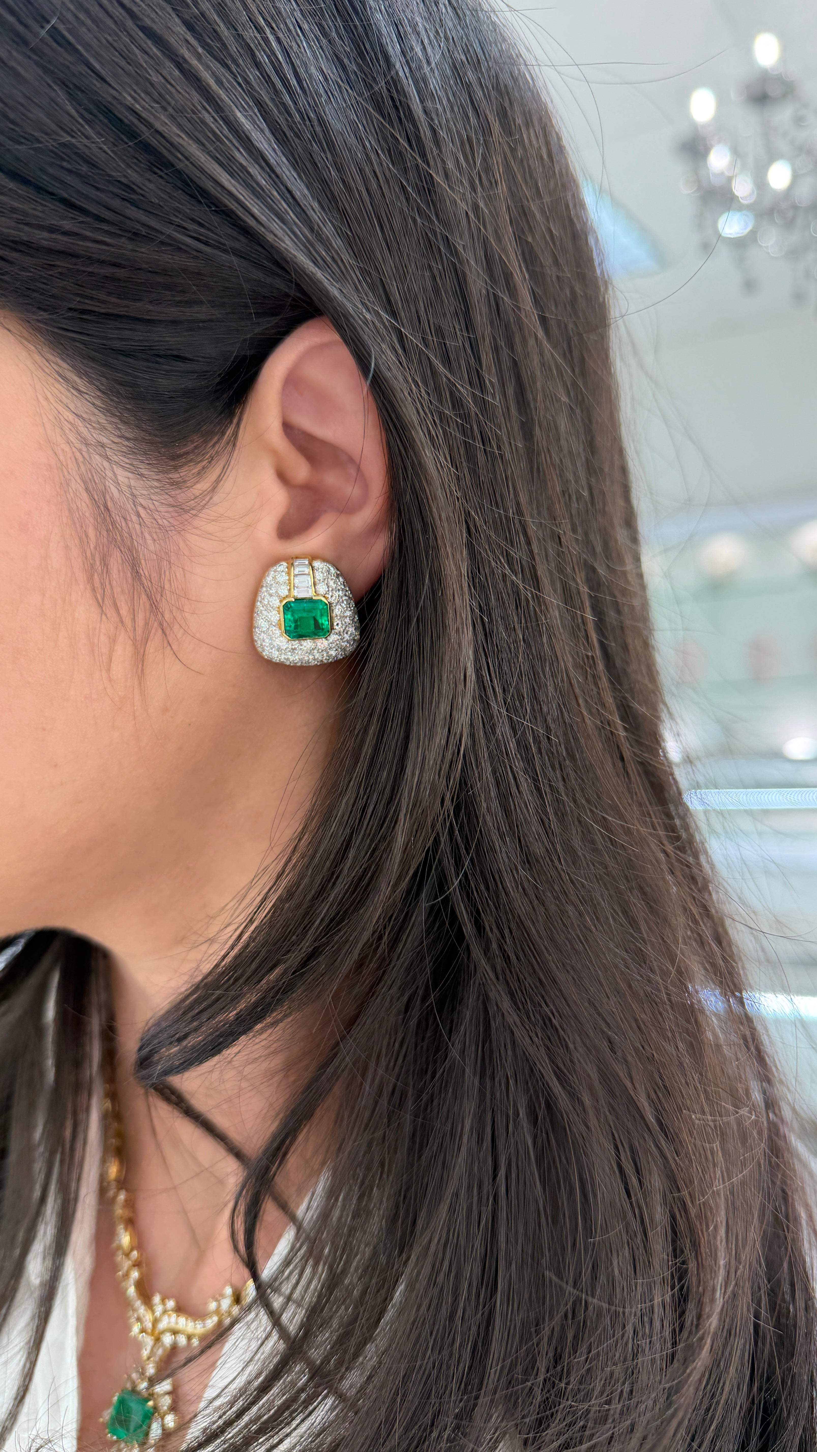 11.40tcw AAA+ Colombian Emerald & Diamond Statement Earrings 18K