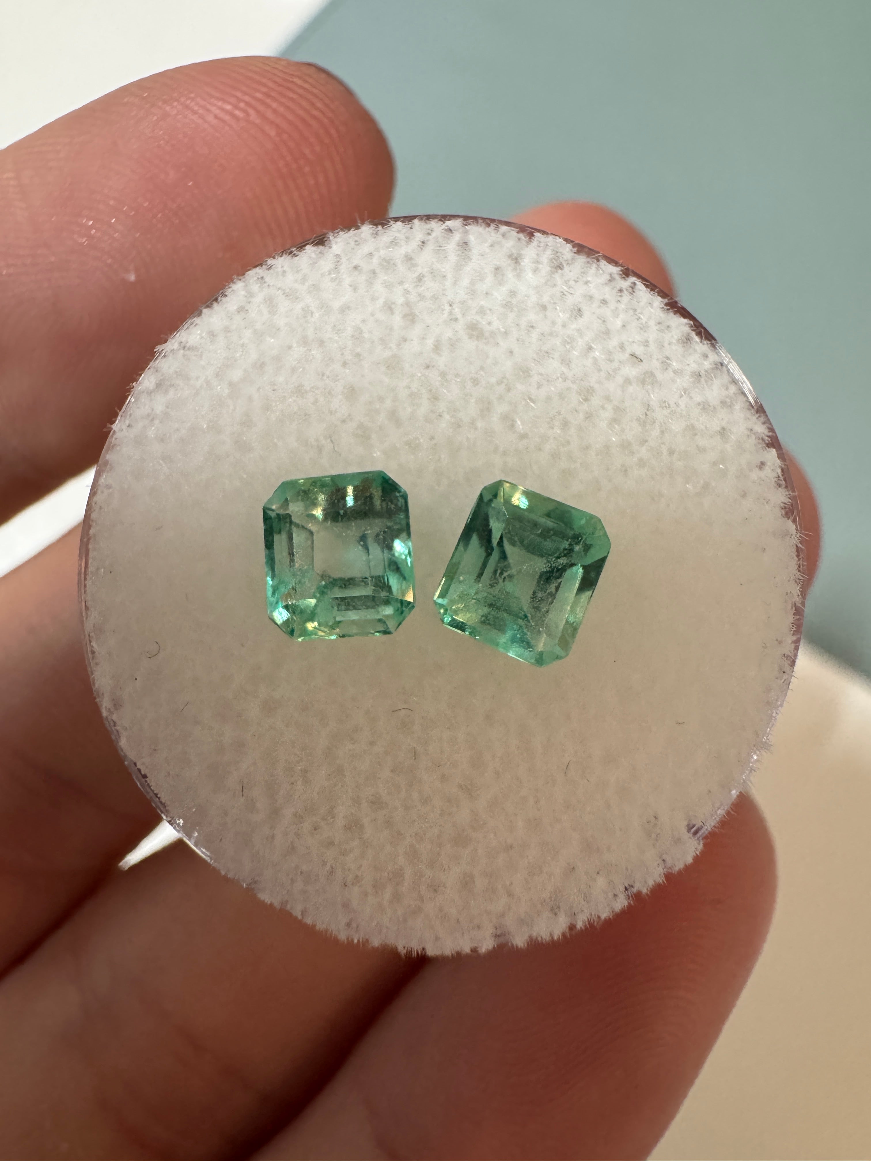 1.67tcw Asscher Cut Colombian Emerald Bezel Studs