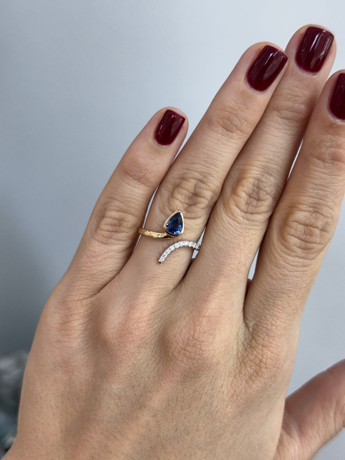 Custom two toned 14K gold Sapphire & Diamond Snake
