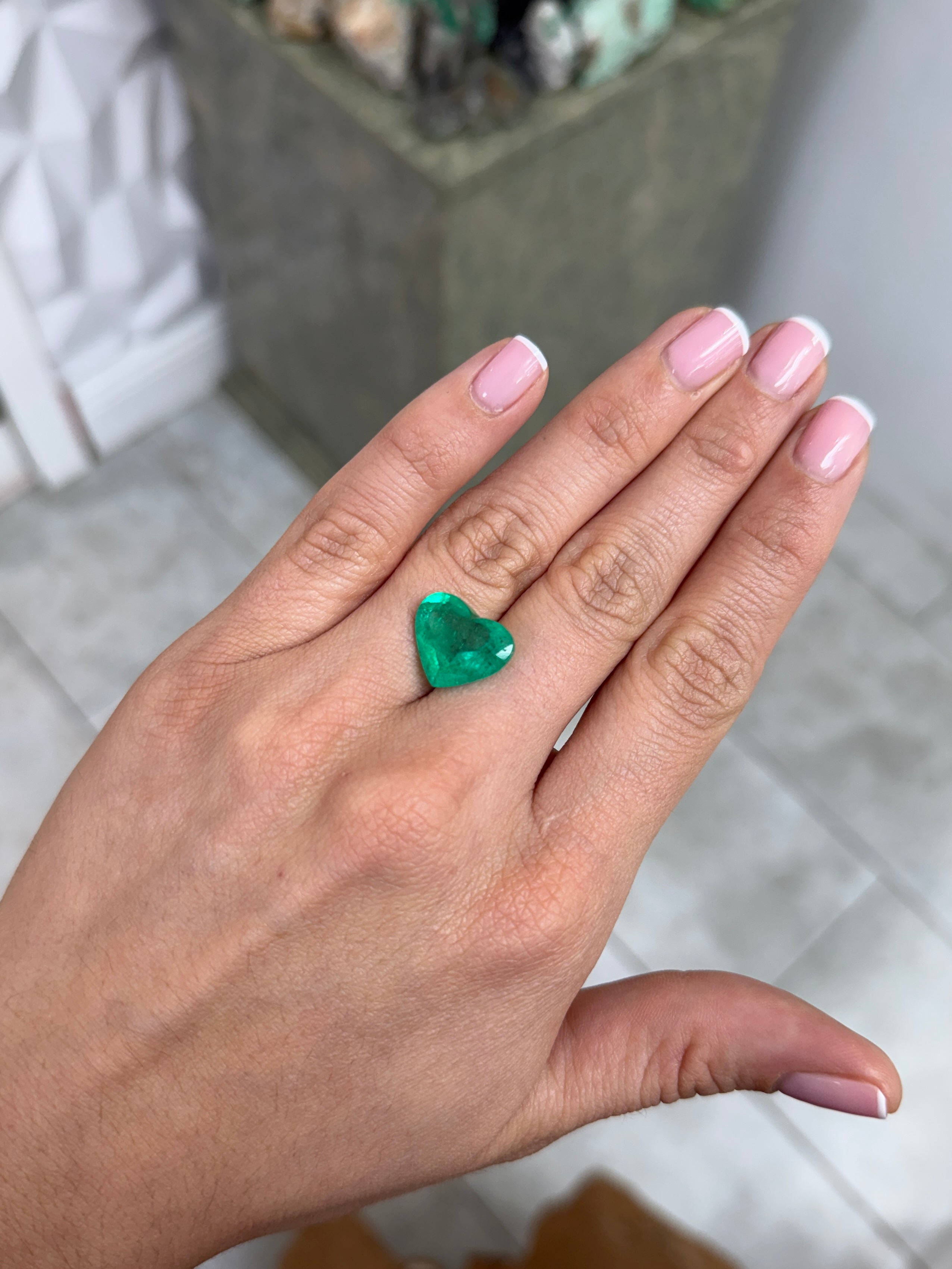 9.72 Carat 13x16 Bright Green Natural Loose Colombian Emerald-Heart Cut