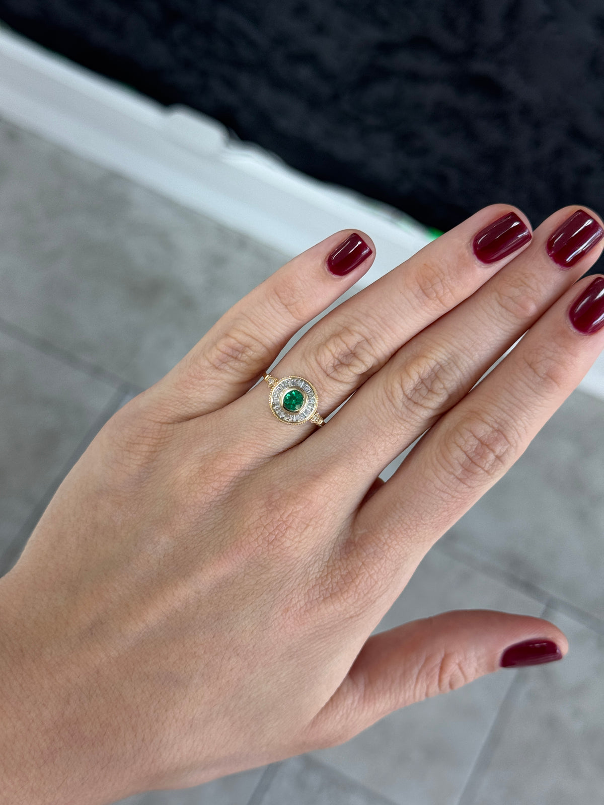 1.25tcw Colombian Emerald & Diamond Ballerina Ring 14K