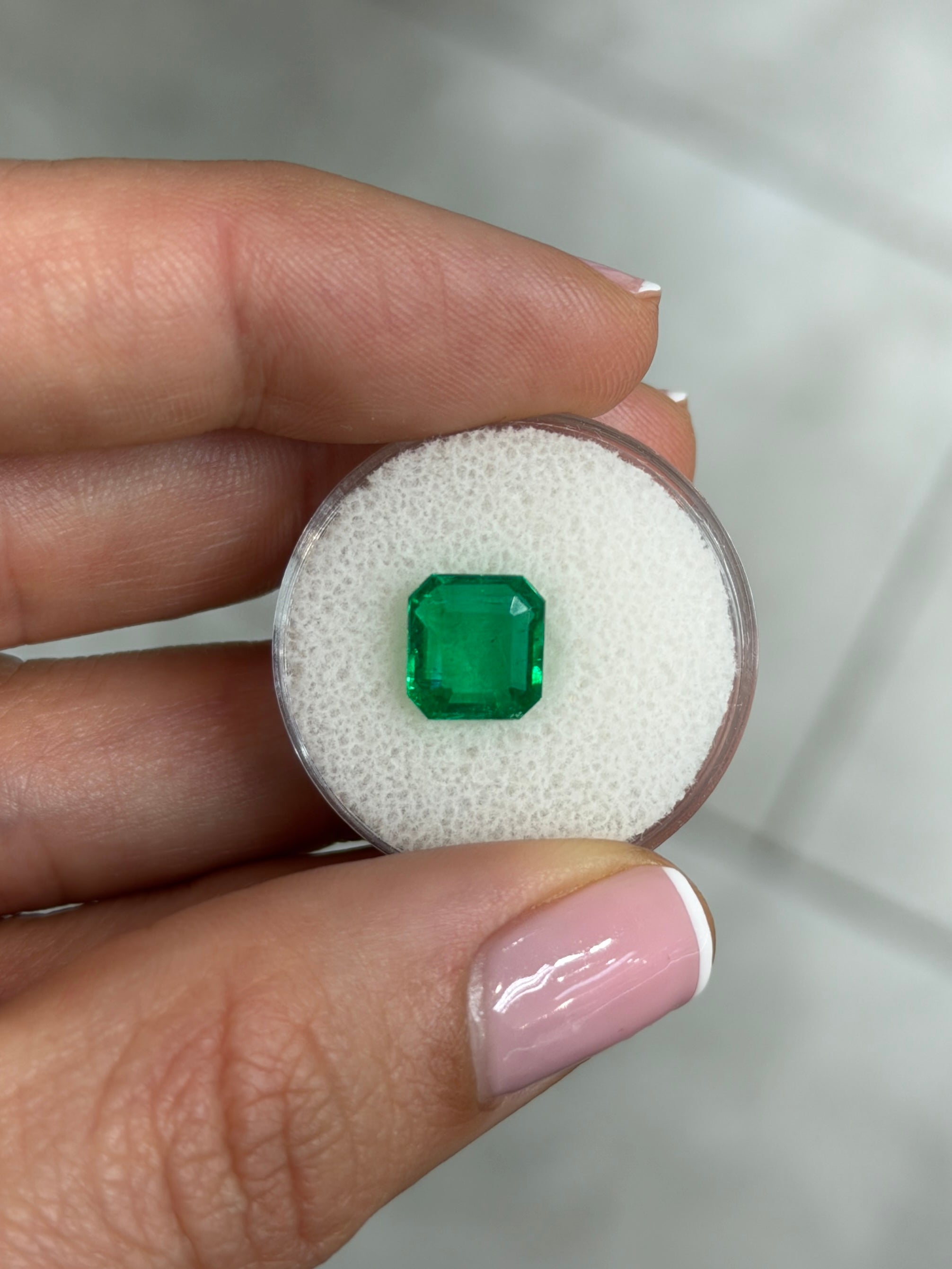 2.28 Carat 8.9x8.3 Vivid Green Asscher Cut Loose Colombian Emerald
