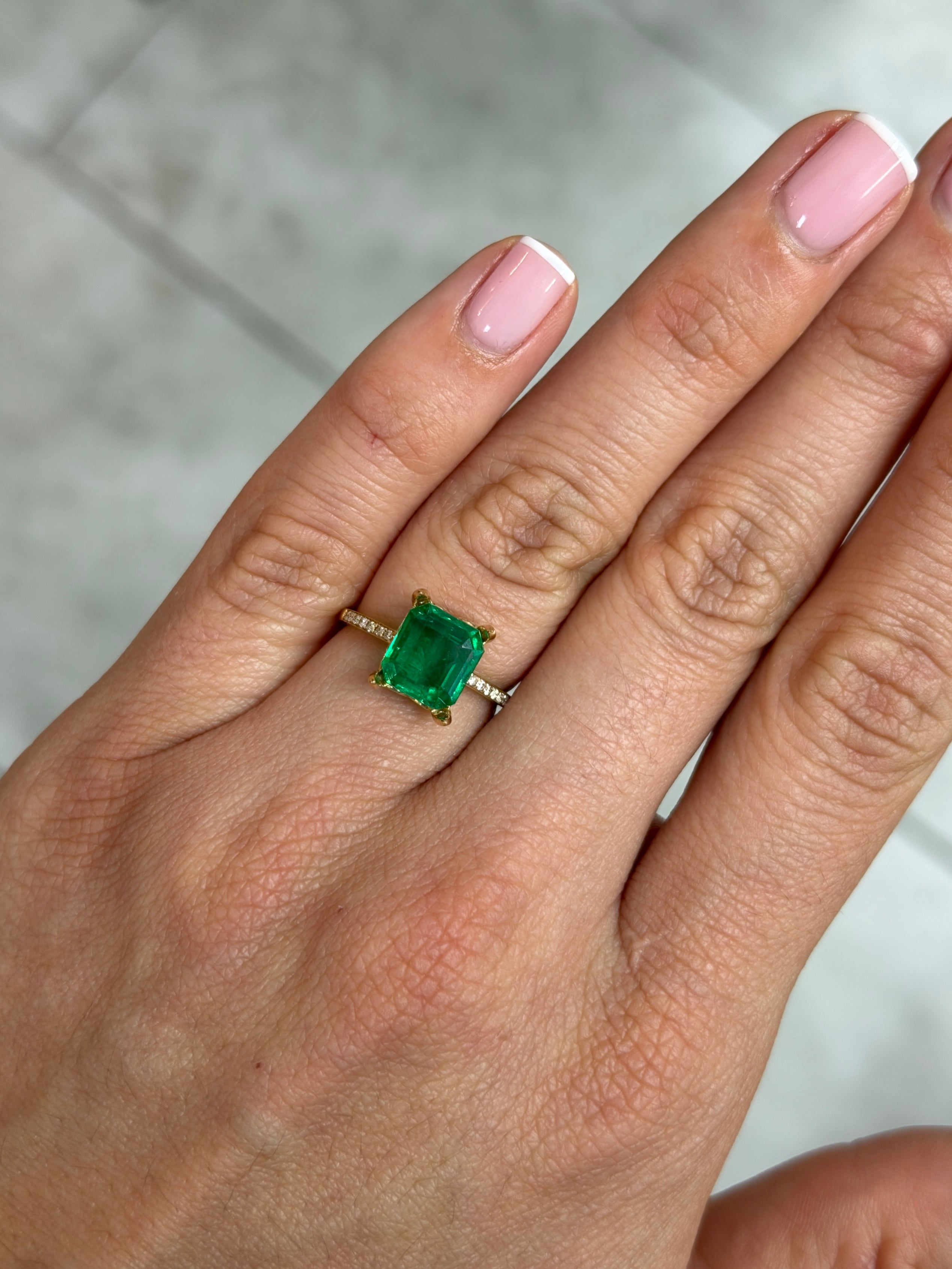 2.28 Carat 8.9x8.3 Vivid Green Asscher Cut Loose Colombian Emerald