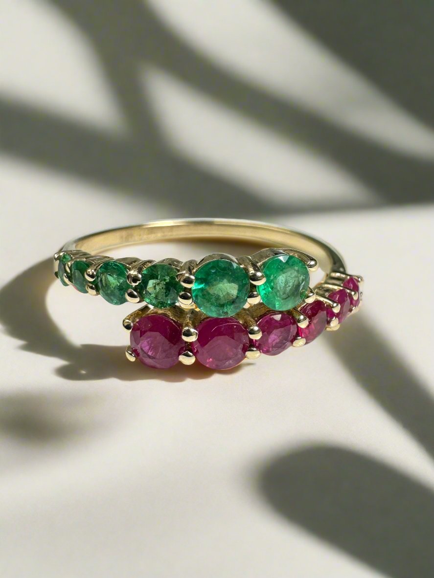 As seen on Instagram: 0.95tcw Emerald & Ruby Ring 14K