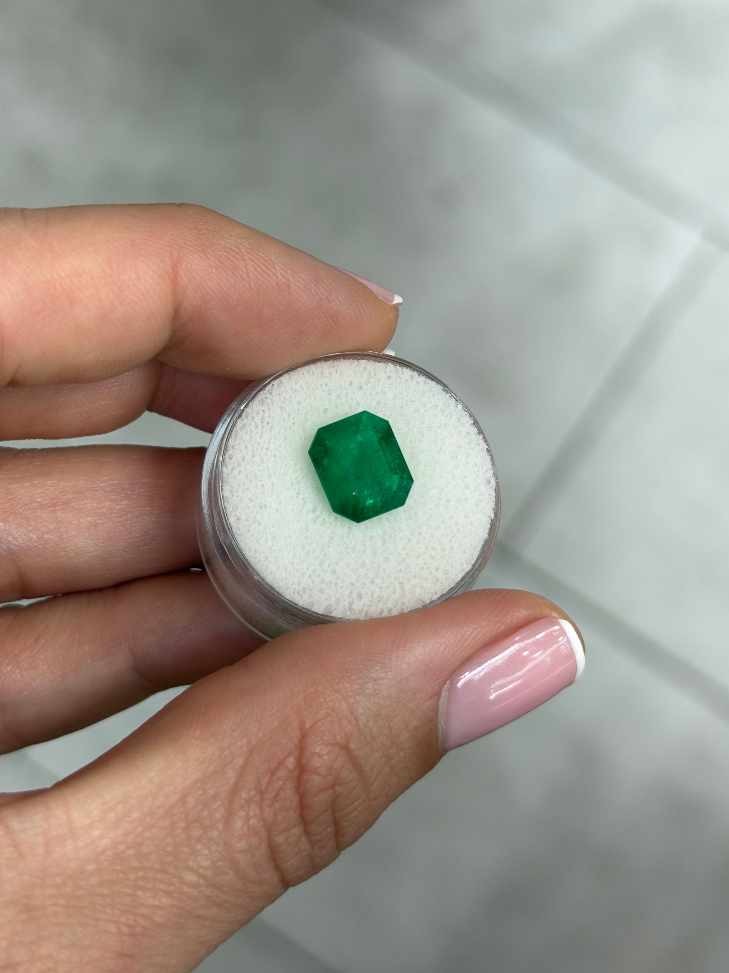 3.26 Carat AAA Vivid Jungle Green Muzo Natural Loose Colombian Emerald-Emerald Cut