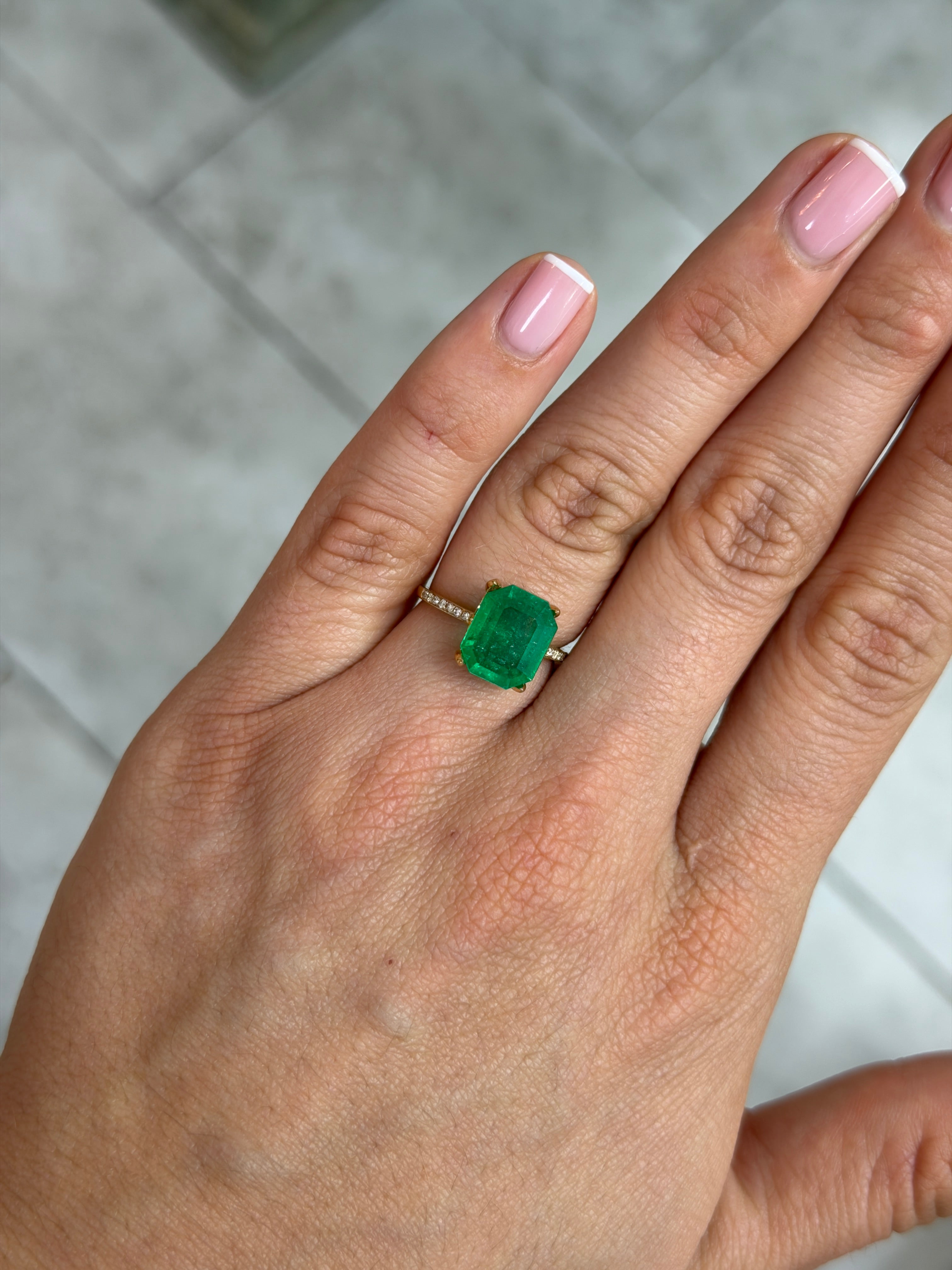 3.30 Carat 11x9 Muzo Classic Green Natural Loose Colombian- Emerald Cut