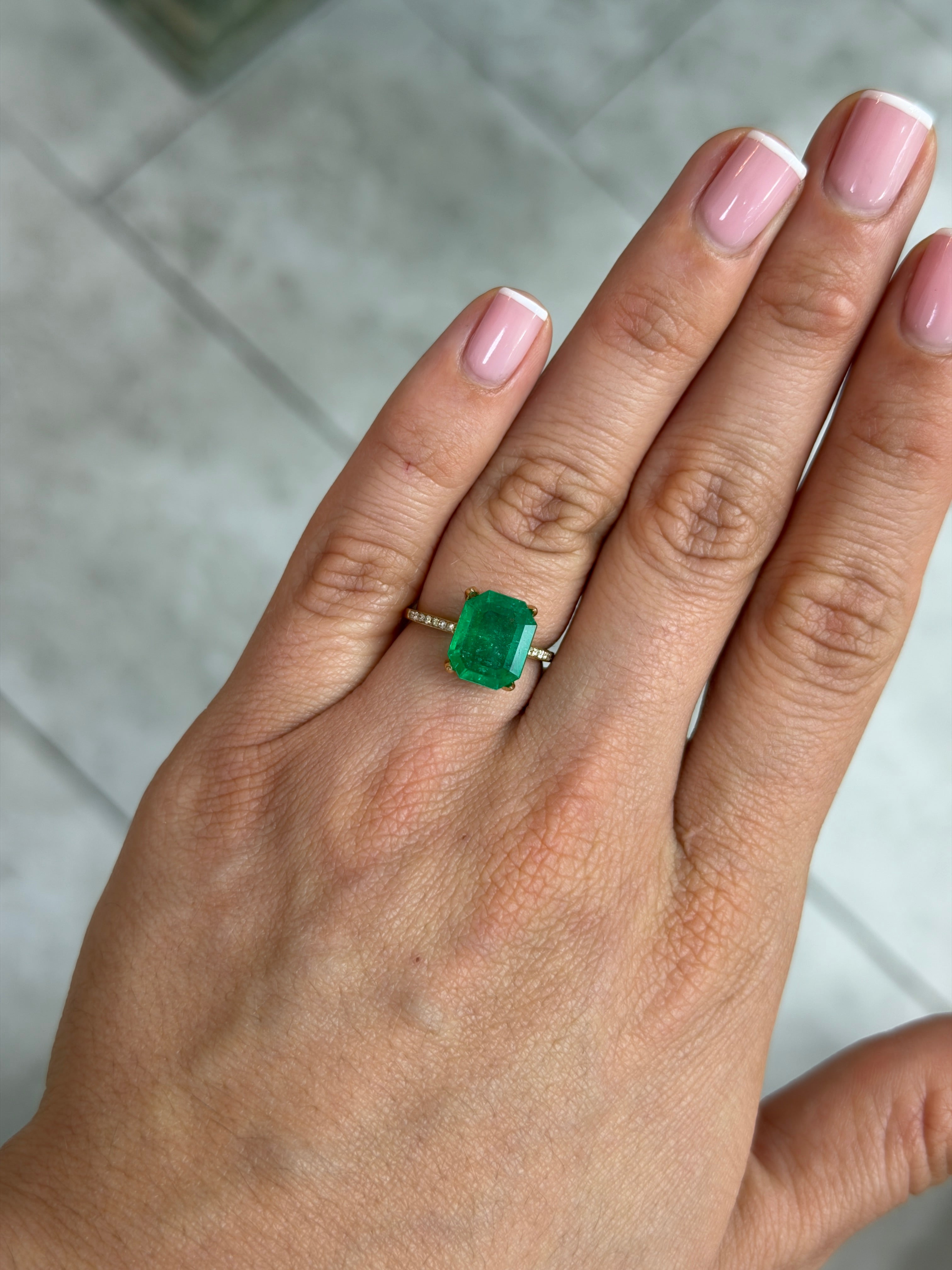 3.30 Carat 11x9 Muzo Classic Green Natural Loose Colombian- Emerald Cut