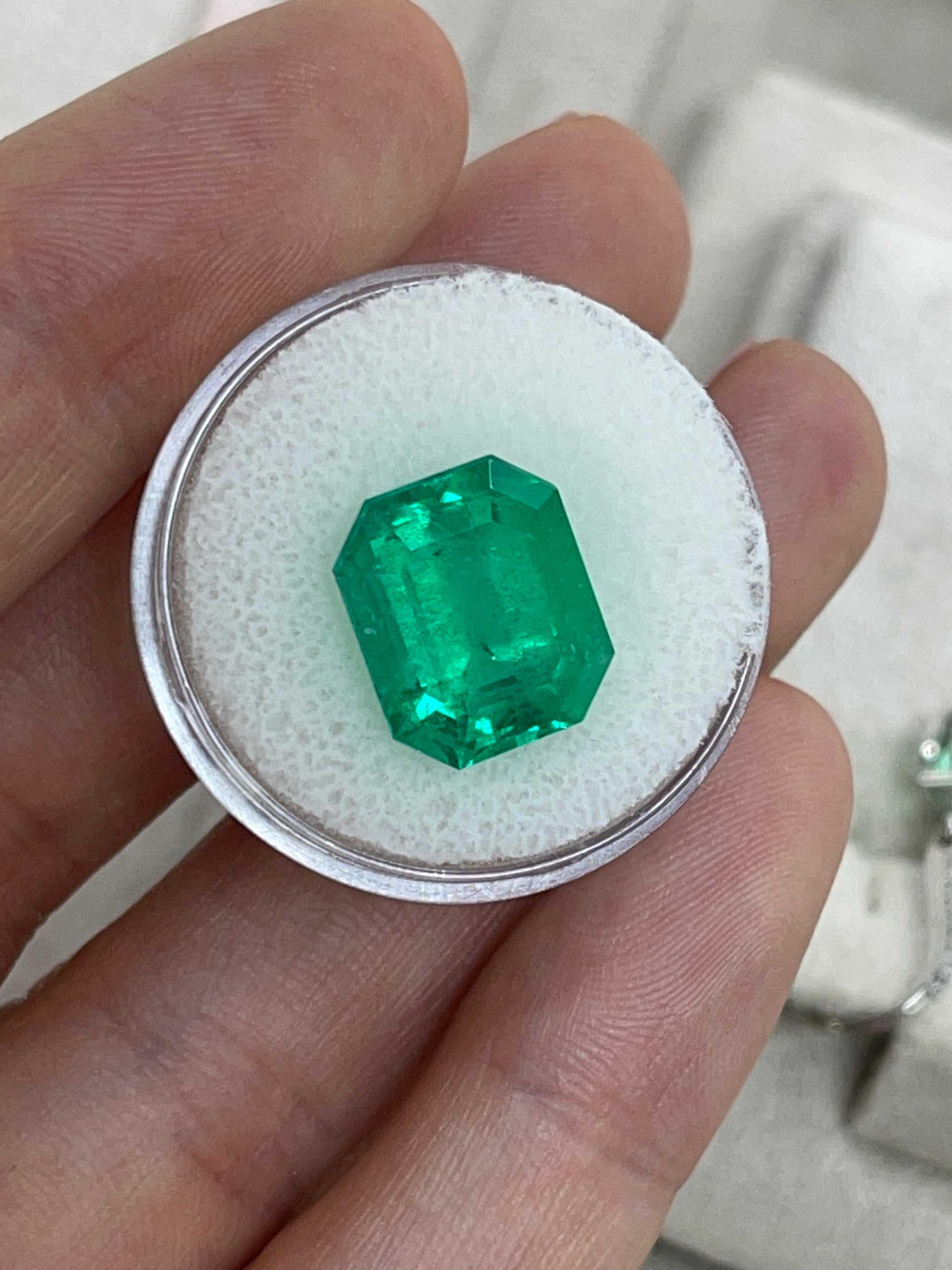 8.40 Carat 13x11 AAA+ Fine Loose Colombian Emerald-Emerald Cut - JR Colombian Emeralds