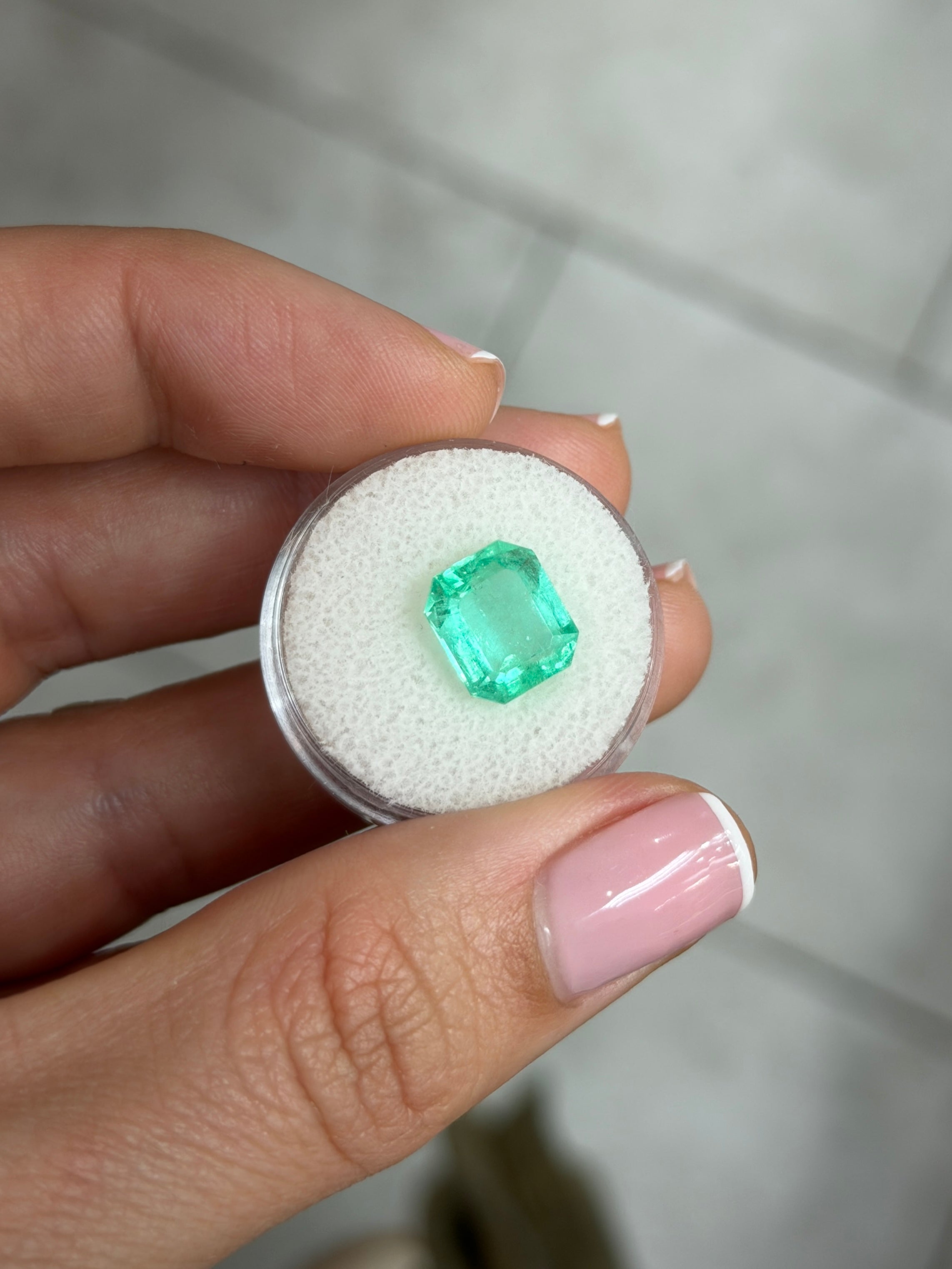 4.12 Carat 10.6x9.3 Medium Light Bluish Green Natural Loose Colombian Emerald-Chunky Emerald Cut