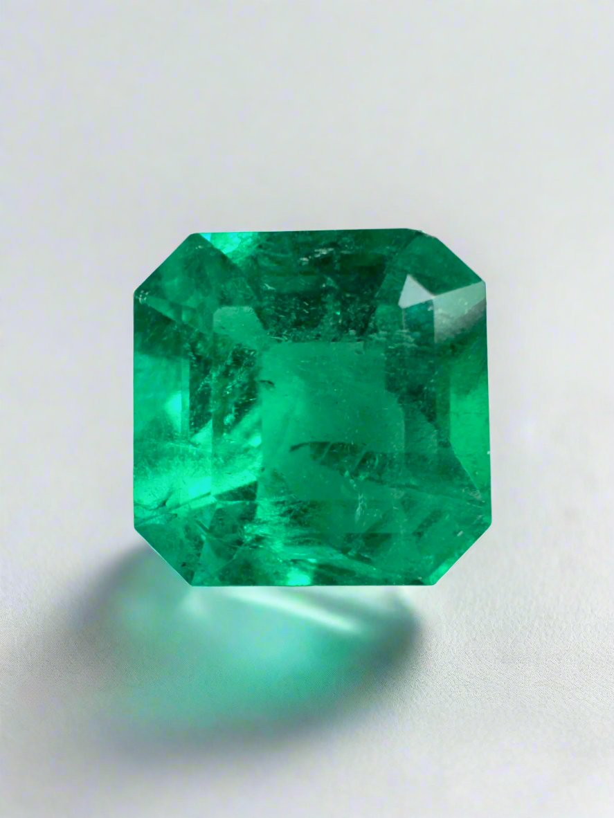 2.15 Carat 8.2x8.2 Muzo Vivid Green Natural Loose Colombian Emerald- Asscher Cut