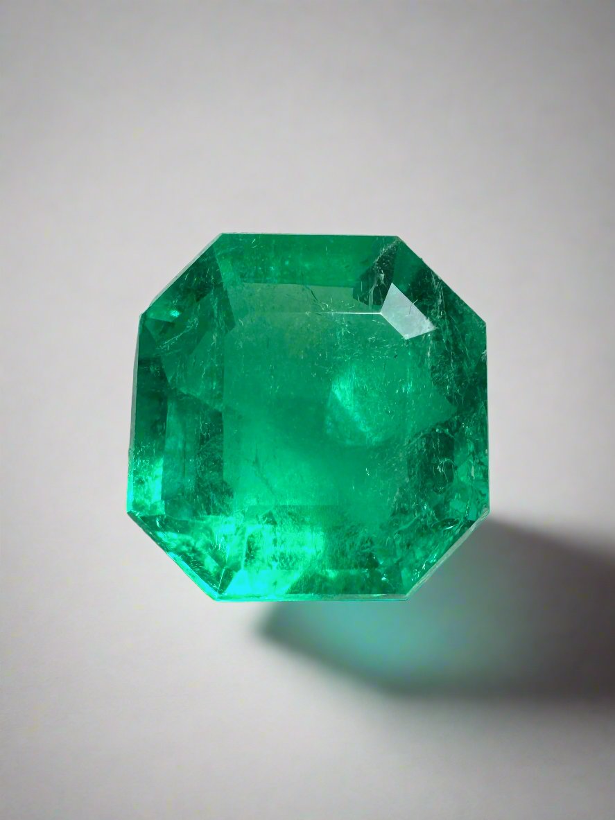 3.21 Carat 9.5x9.5 Octagonal Cut Green Natural Loose Colombian Emerald-Emerald Cut