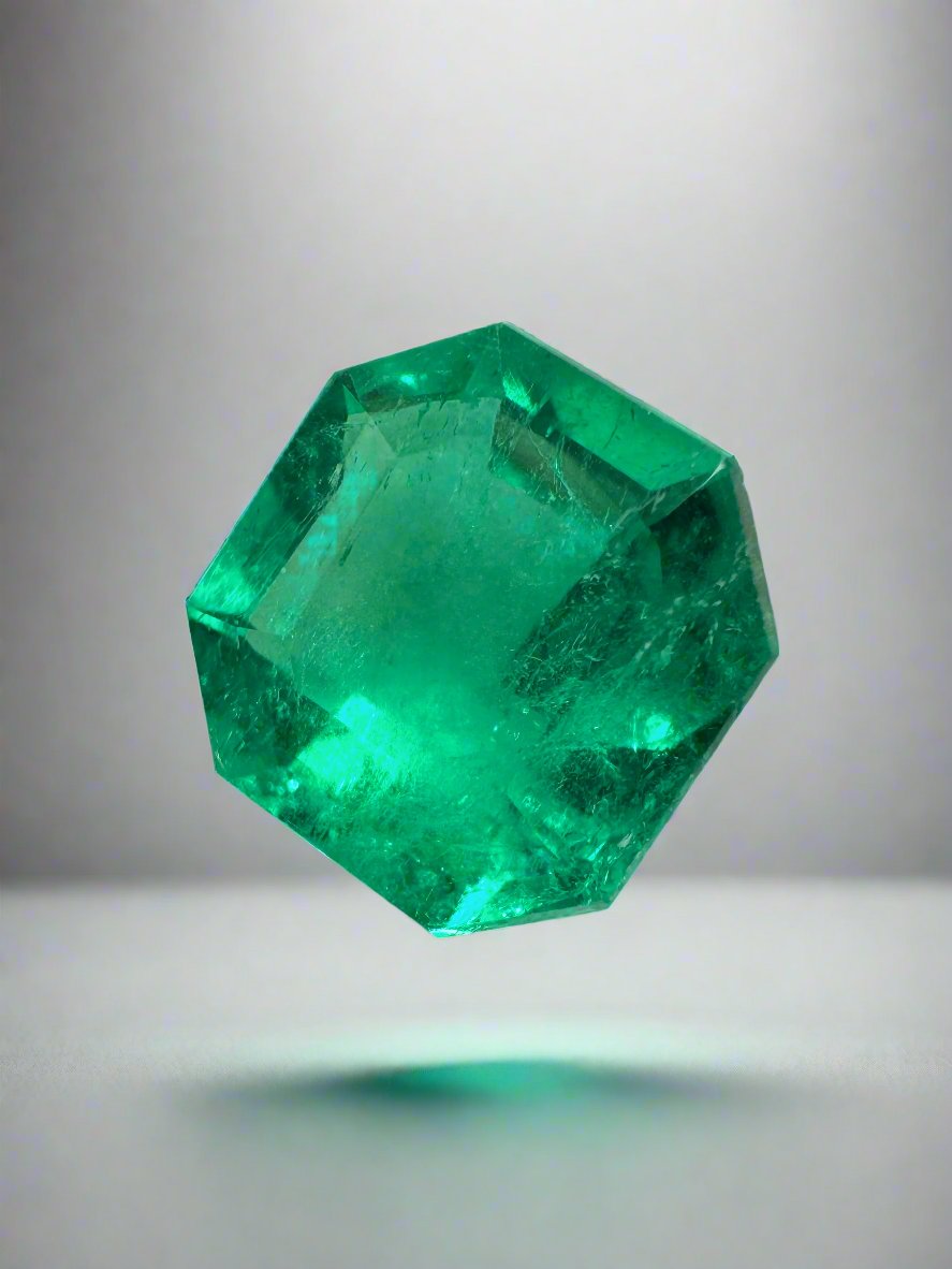 3.21 Carat 9.5x9.5 Octagonal Cut Green Natural Loose Colombian Emerald-Emerald Cut