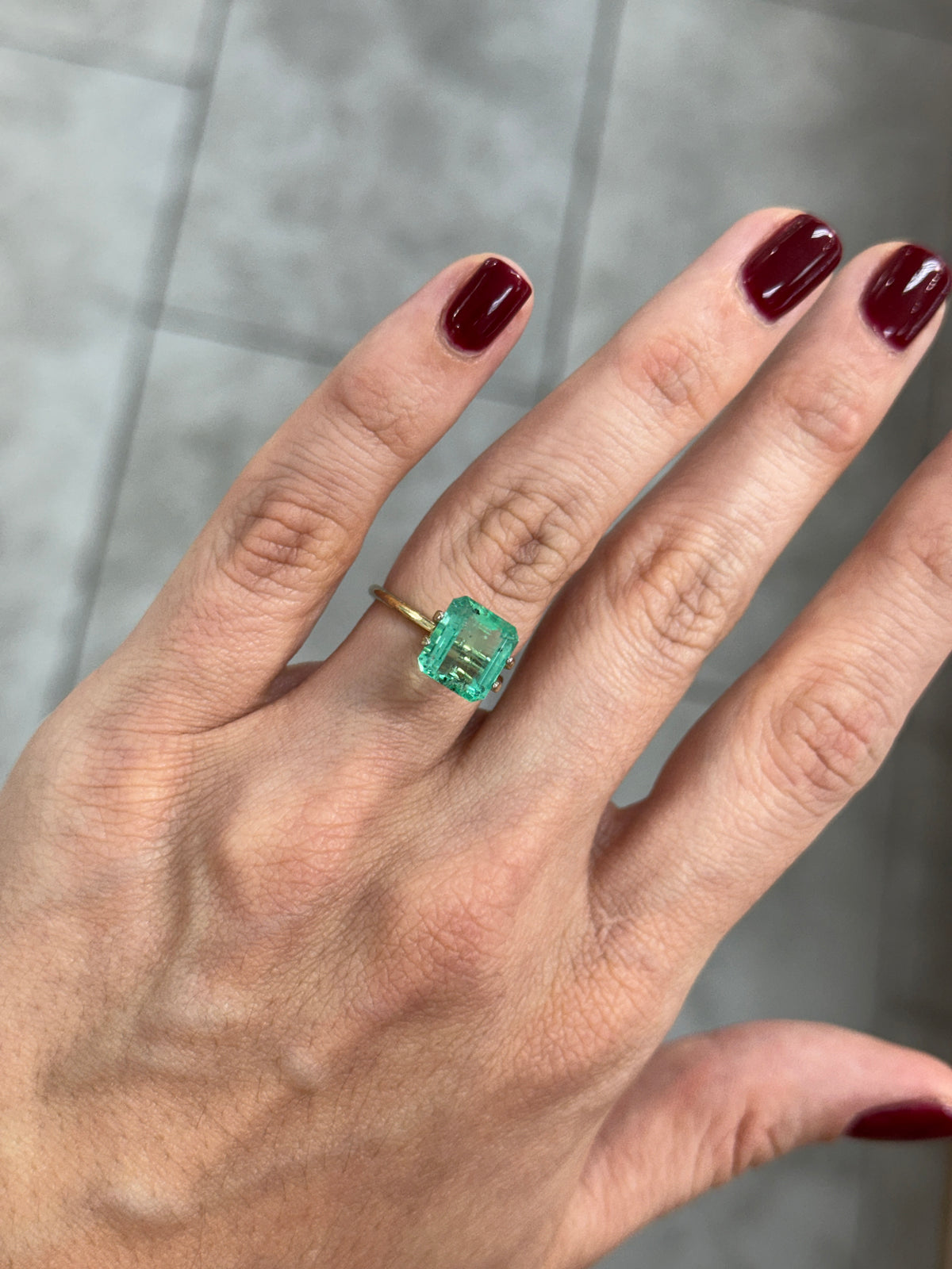 3.51 Carat 10x9 Freckled Bluish Green Natural Loose Colombian Emerald-Emerald Cut