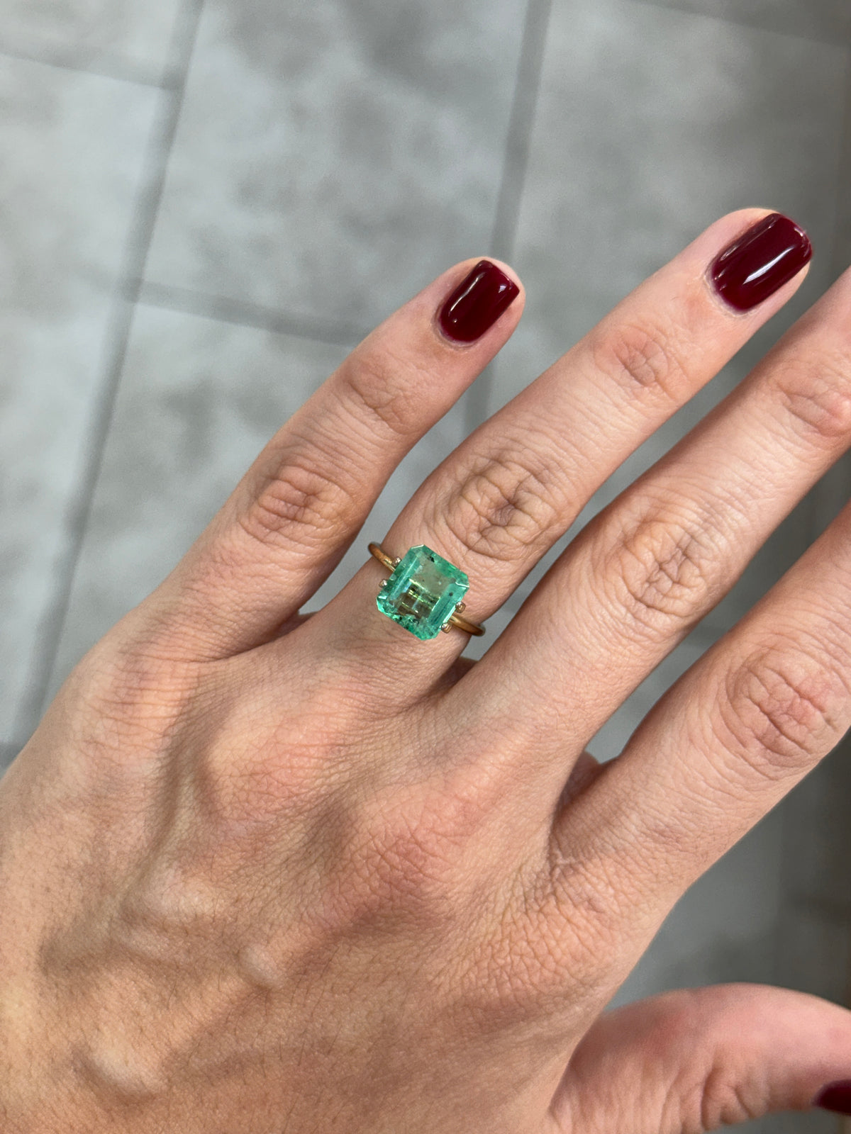 3.51 Carat 10x9 Freckled Bluish Green Natural Loose Colombian Emerald-Emerald Cut