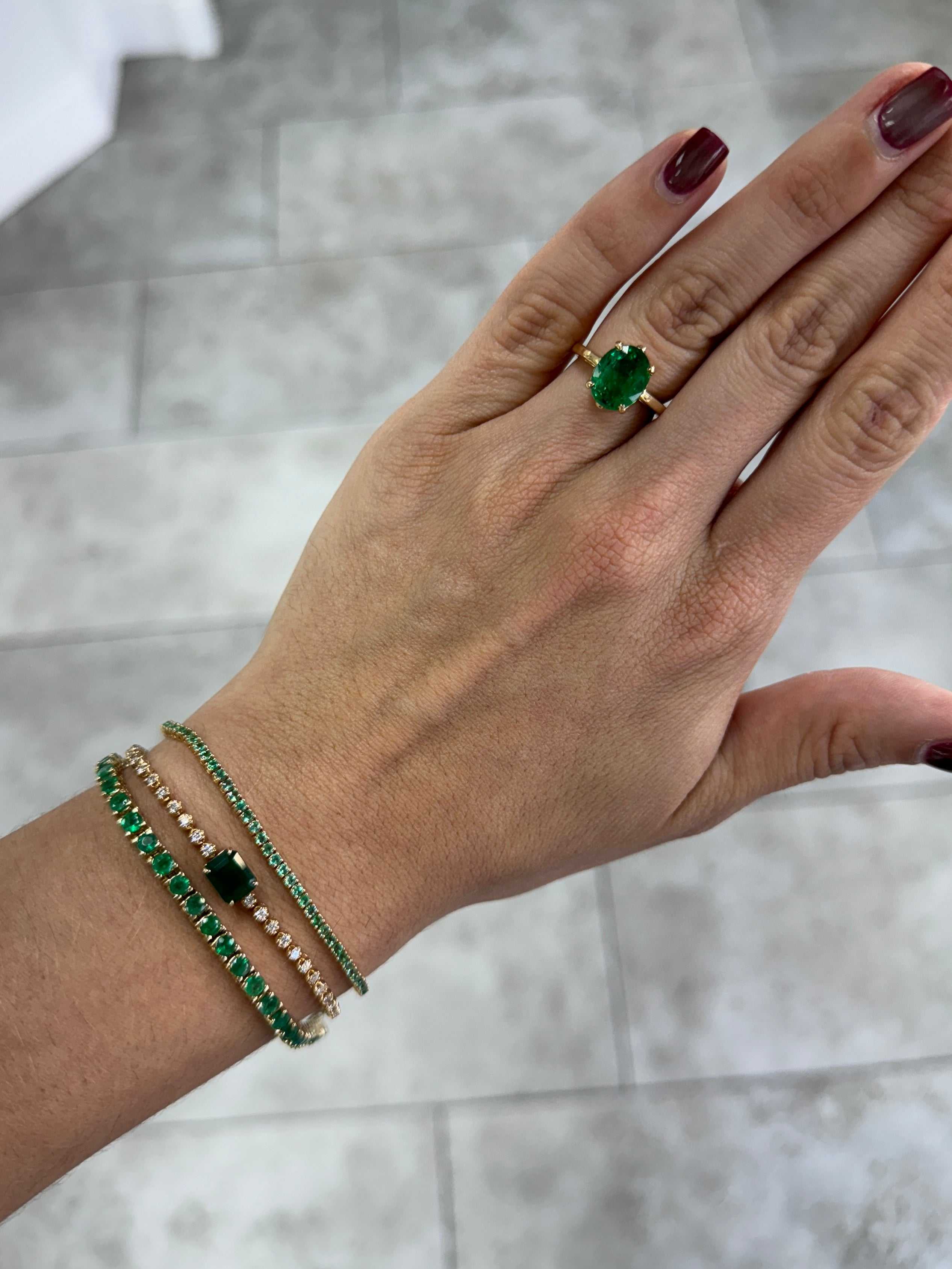 As seen on Instagram: 2.10tcw Petite Emerald Tennis Bracelet 14K Gold